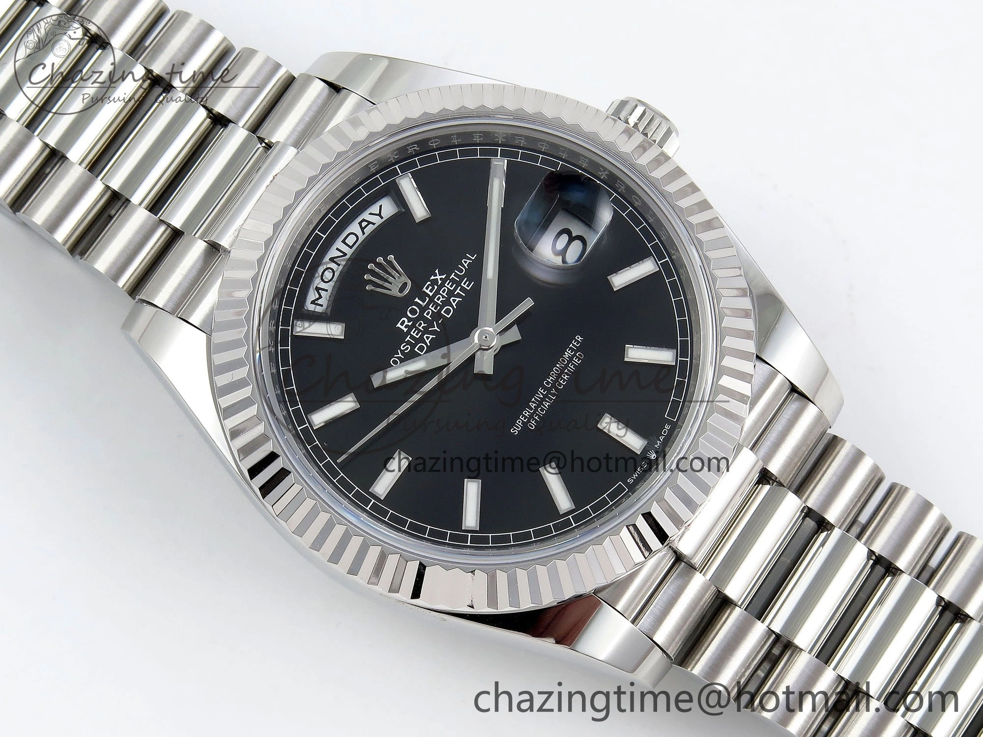 DayDate 40 228239 ARF 904L Steel Black Dial on President Bracelet VR HighPerformance 1542