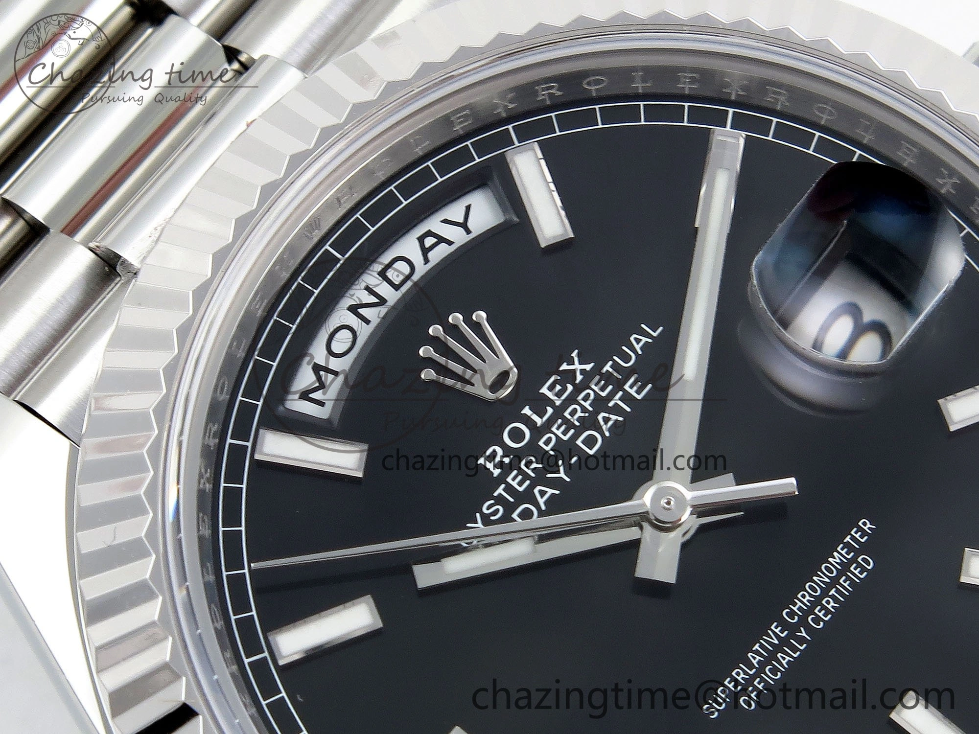 DayDate 40 228239 ARF 904L Steel Black Dial on President Bracelet VR HighPerformance 1542