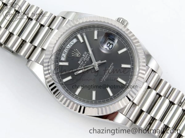 TravelReady DayDate 40 228239 ARF 904L Steel Grey Stick Dial on President Bracelet VR 1543