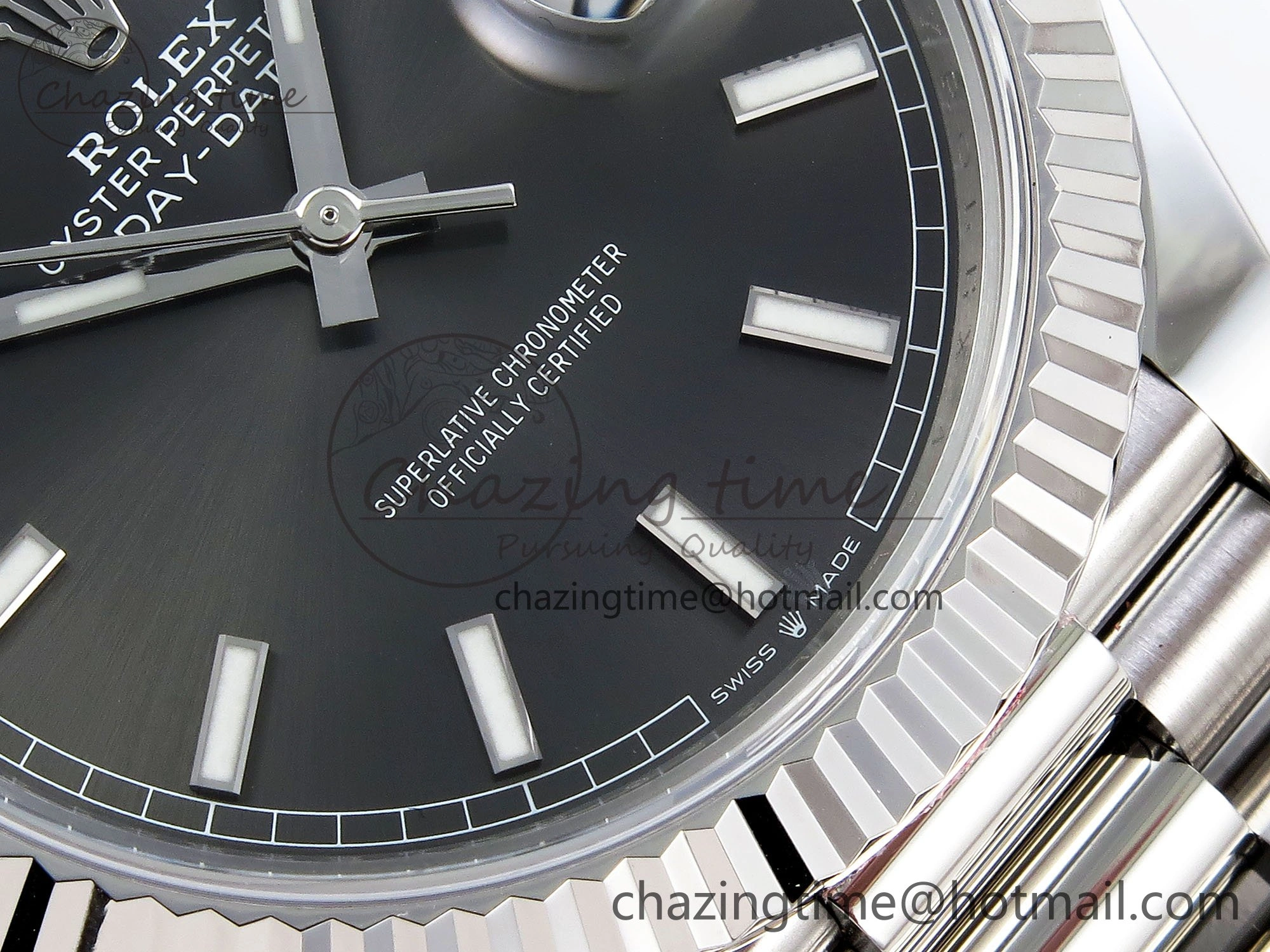 TravelReady DayDate 40 228239 ARF 904L Steel Grey Stick Dial on President Bracelet VR 1543