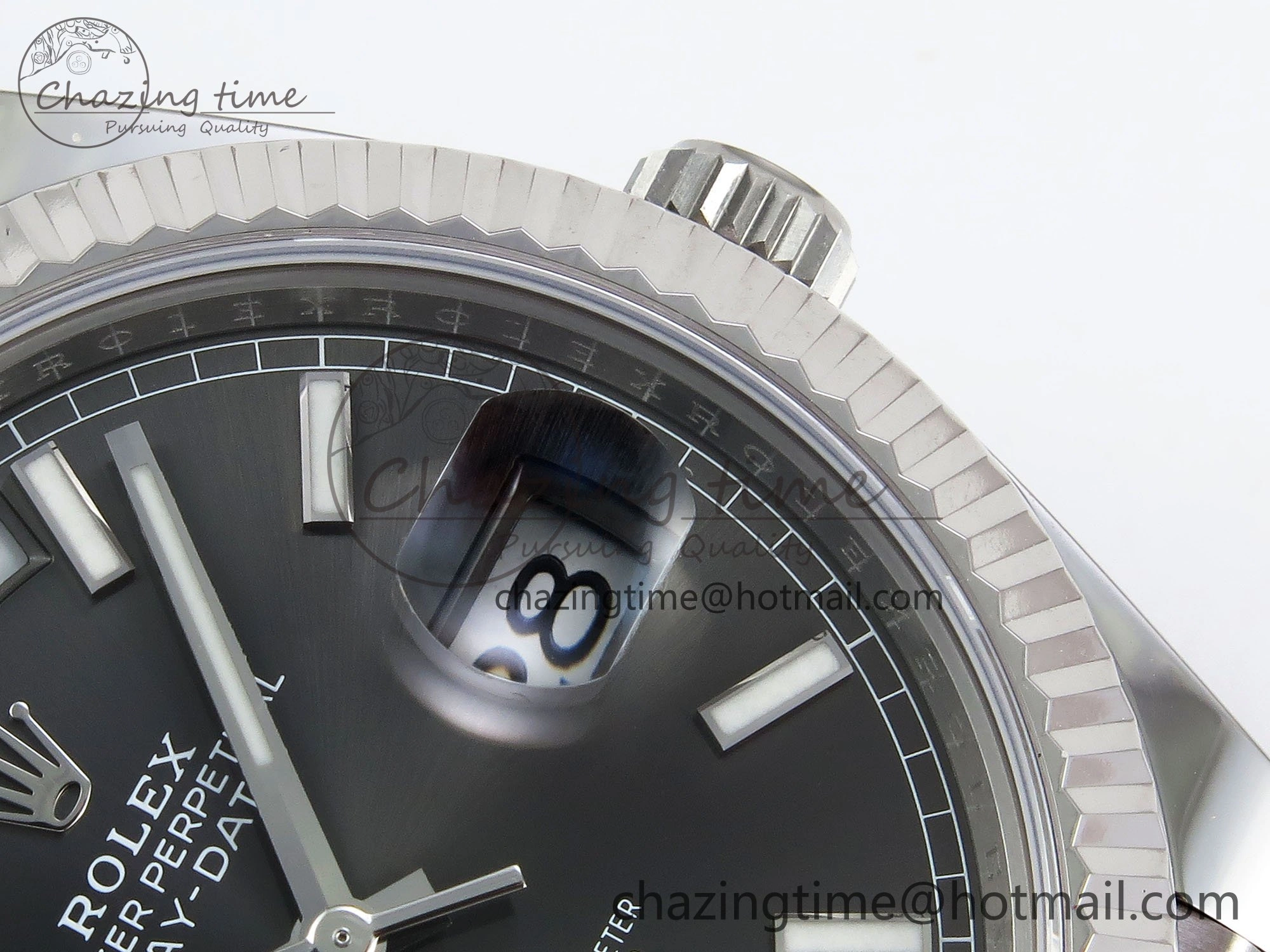 TravelReady DayDate 40 228239 ARF 904L Steel Grey Stick Dial on President Bracelet VR 1543