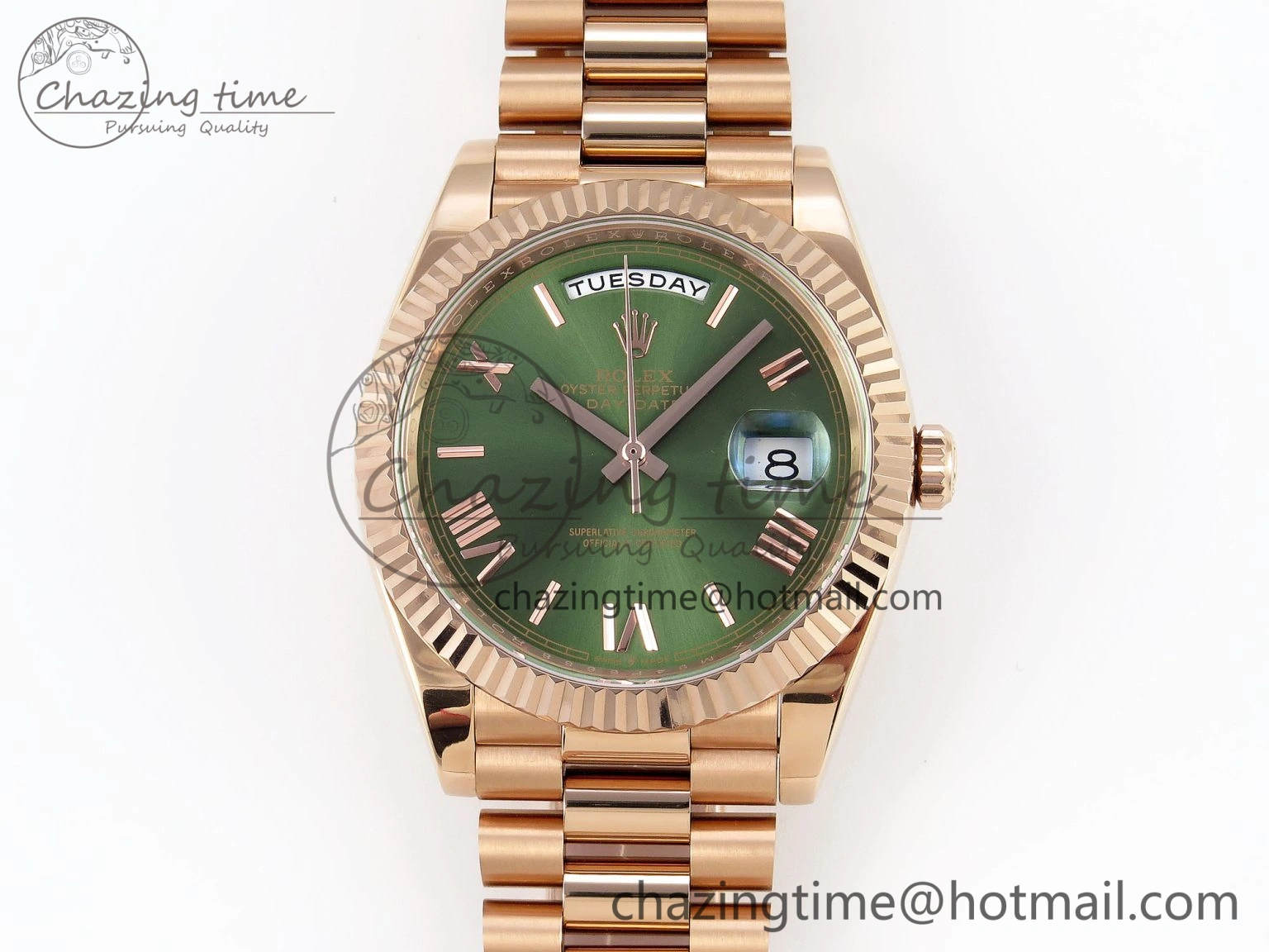 DayDate 40 RG GSF Gain Weight Green Roman Dial on President Bracelet A Unisex 1934