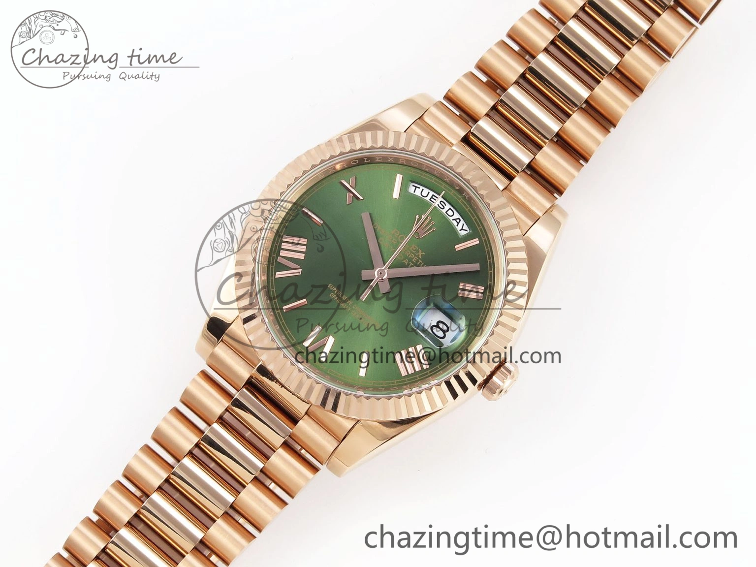 DayDate 40 RG GSF Gain Weight Green Roman Dial on President Bracelet A Unisex 1934