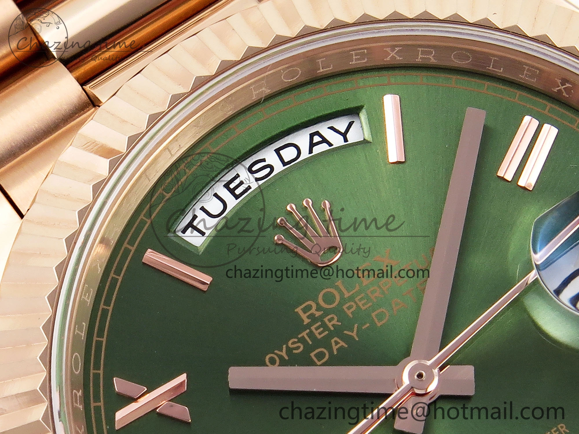 DayDate 40 RG GSF Gain Weight Green Roman Dial on President Bracelet A Unisex 1934