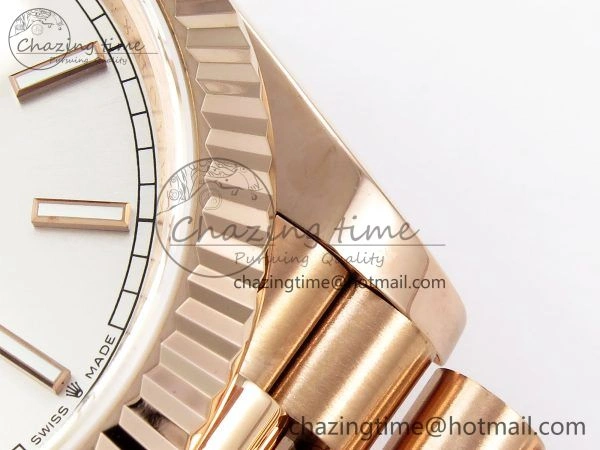 DayDate 40 RG JDF 904L Steel Silver Stick Dial on President Bracelet VR3255 V3 (Gain Weight) MultiPurpose 1360