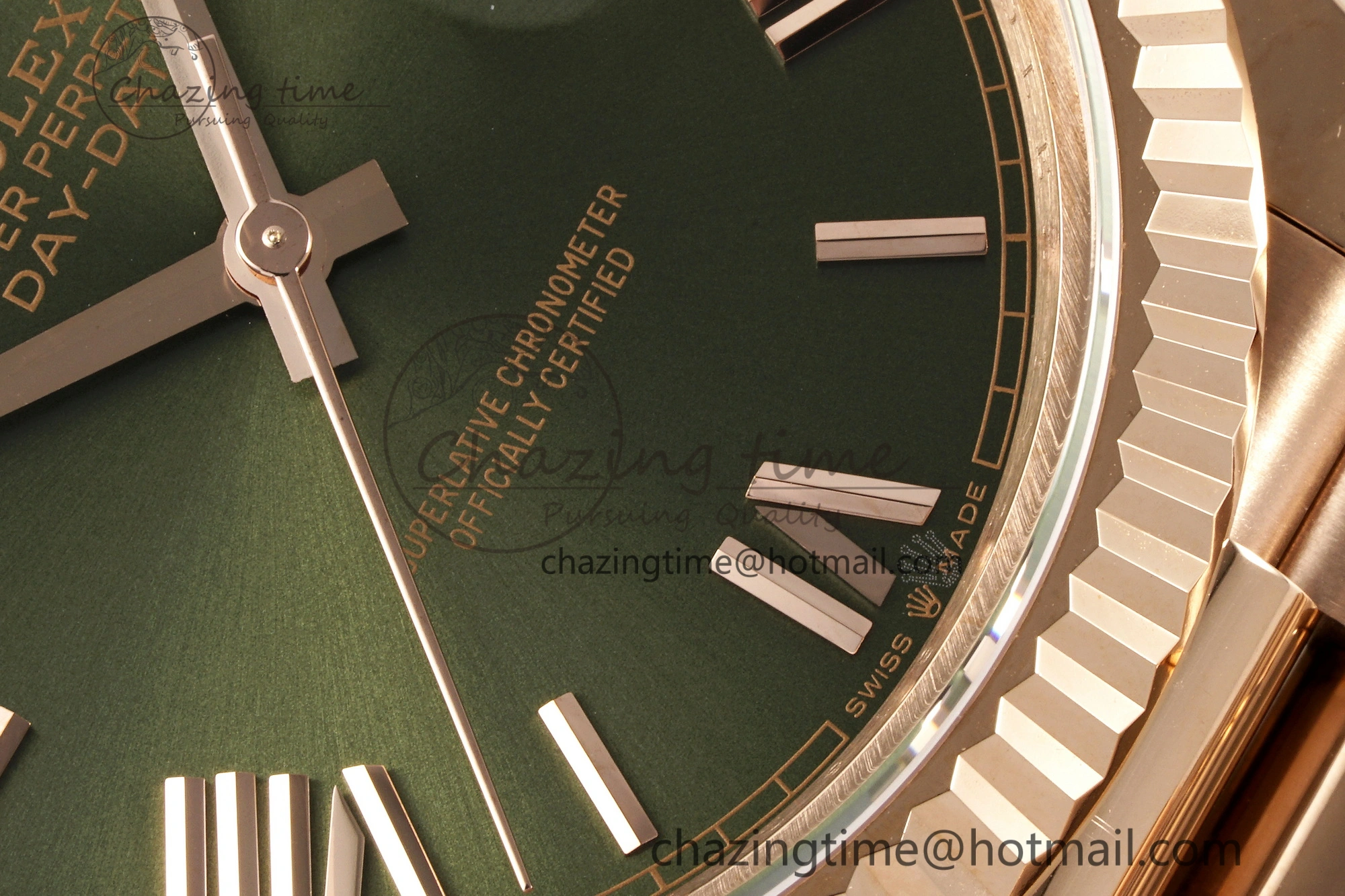 Sustainable DayDate 40 RG JDF Gain Weight 904L Steel Green Dial Roman Markers on President Bracelet A2836 V 1816