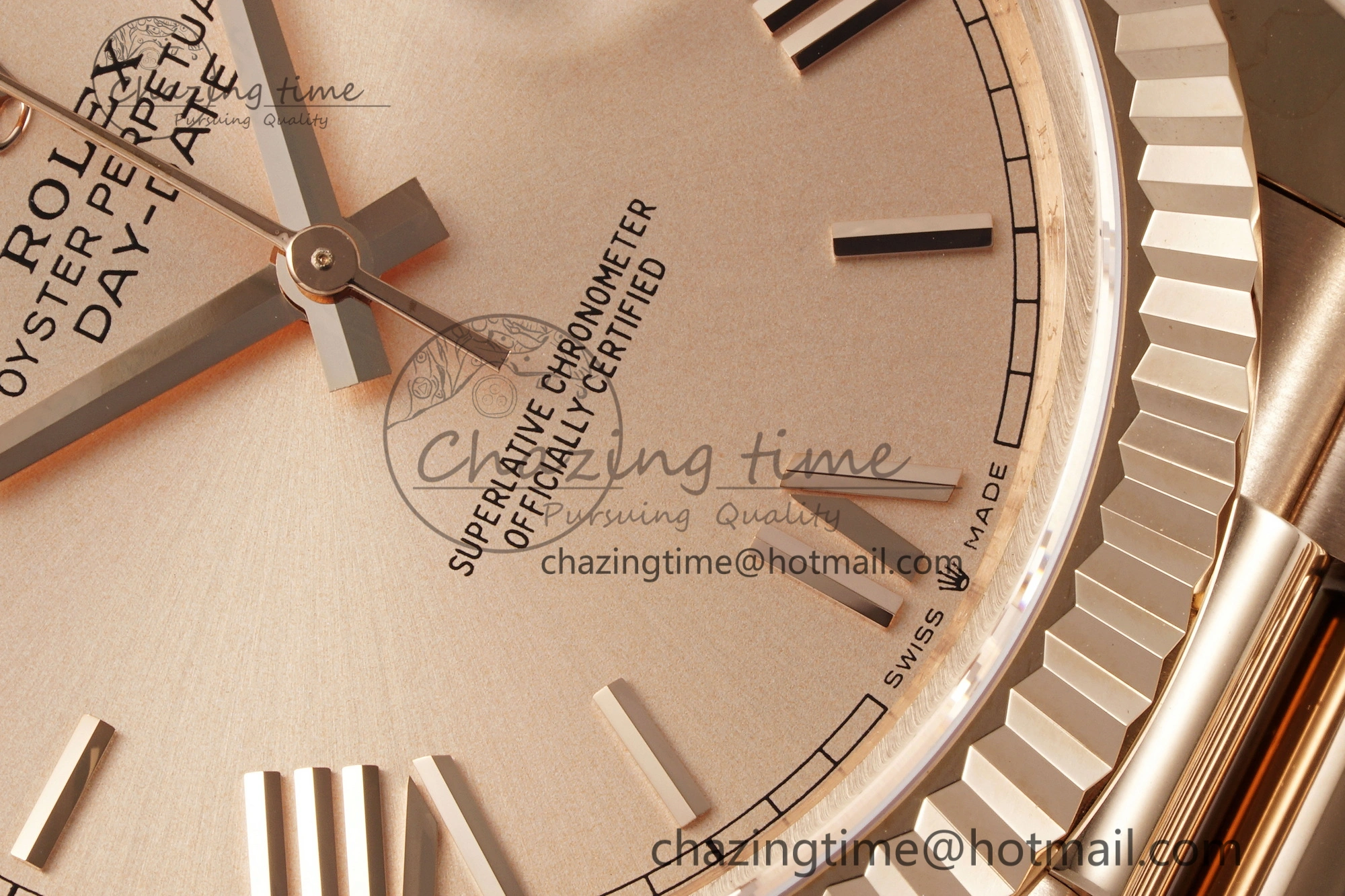 DayDate 40 RG JDF Gain Weight 904L Steel RG Dial Roman Markers on President Bracelet A2836 V WaterResistant 1817
