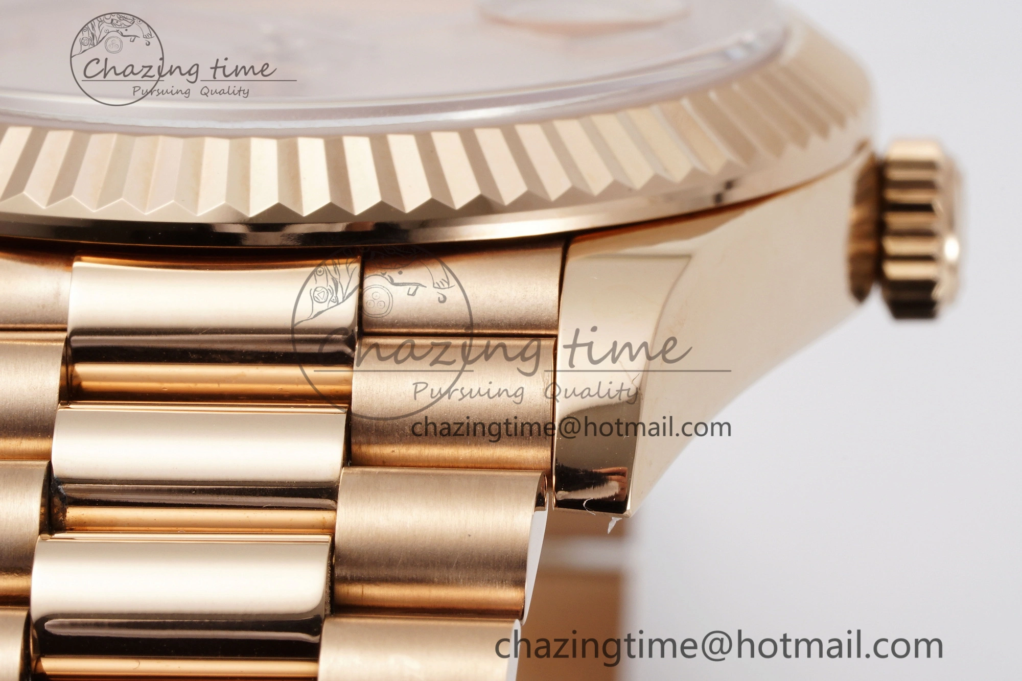 DayDate 40 RG JDF Gain Weight 904L Steel RG Dial Roman Markers on President Bracelet A2836 V WaterResistant 1817
