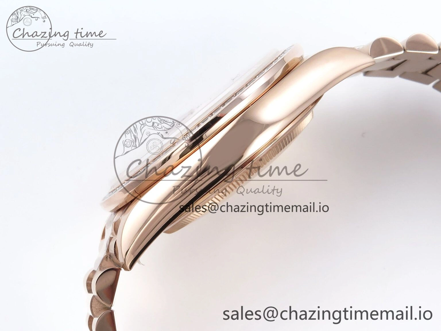ZeroBulk DayDate 40 RG QF 1:1 Best Edition Brown Crystal Dial Diamonds Bezel on President Bracelet A2836 V5 (Gain Weight) 474