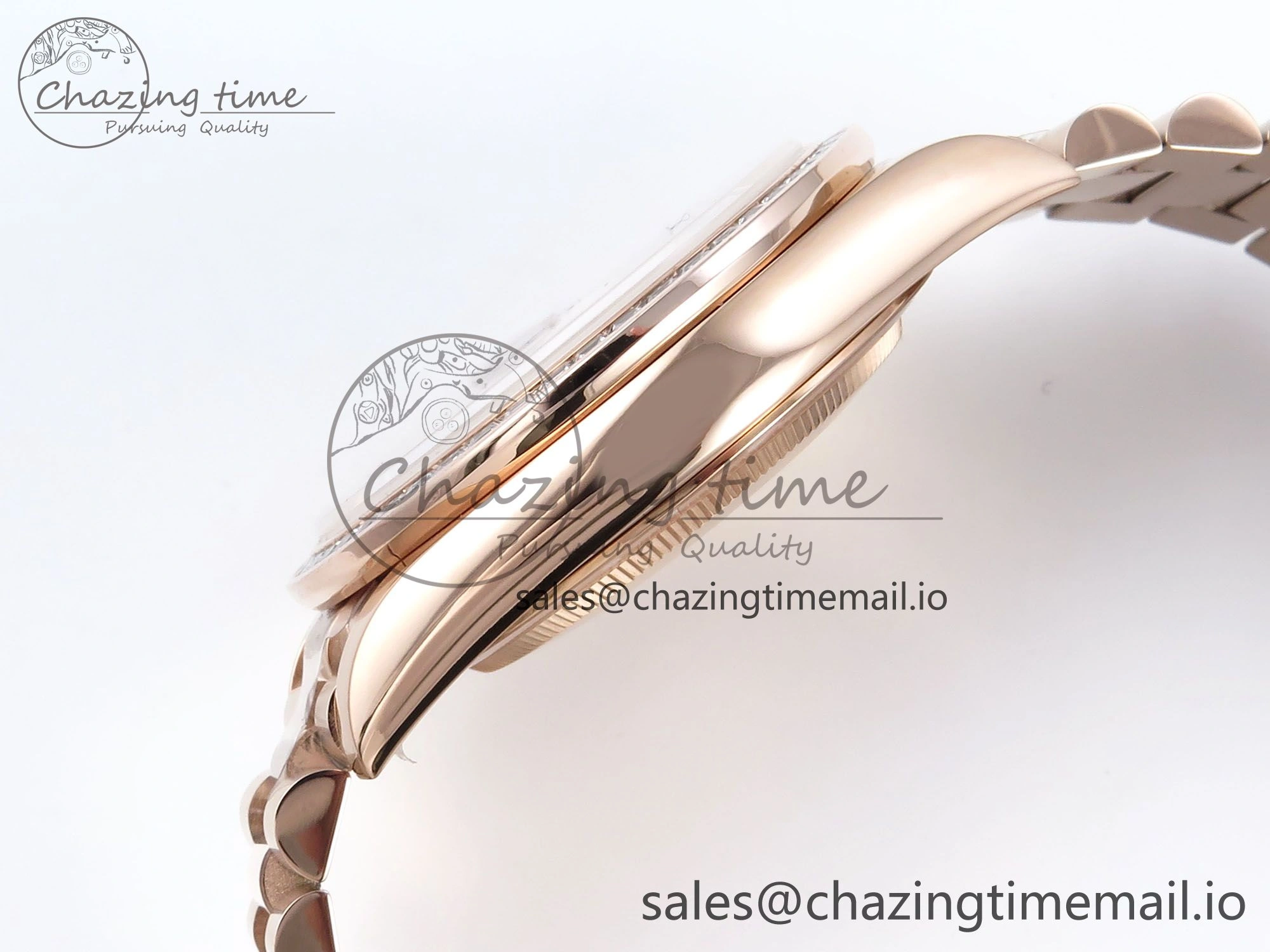 ZeroBulk DayDate 40 RG QF 1:1 Best Edition Brown Crystal Dial Diamonds Bezel on President Bracelet A2836 V5 (Gain Weight) 474