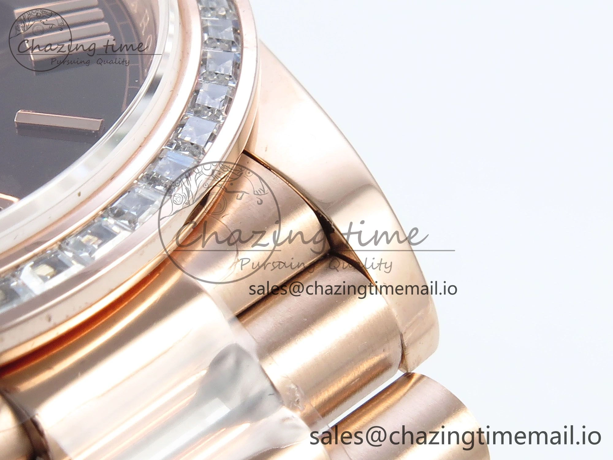 DayDate 40 RG QF 1:1 Best Edition Brown Roman Dial Diamonds Bezel on President Bracelet A2836 V5 (Gain Weight) Efficient 475