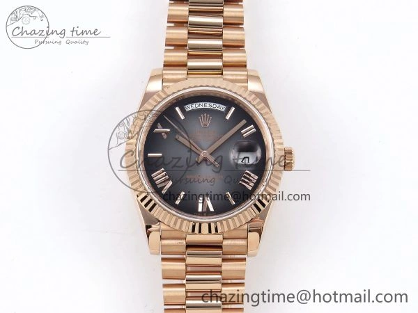 WeatherProof DayDate 40 RG QF 1:1 Best Edition Gray Dial on President Bracelet A2824 (Gain Weight) 1329