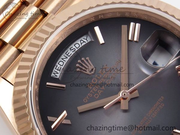 WeatherProof DayDate 40 RG QF 1:1 Best Edition Gray Dial on President Bracelet A2824 (Gain Weight) 1329