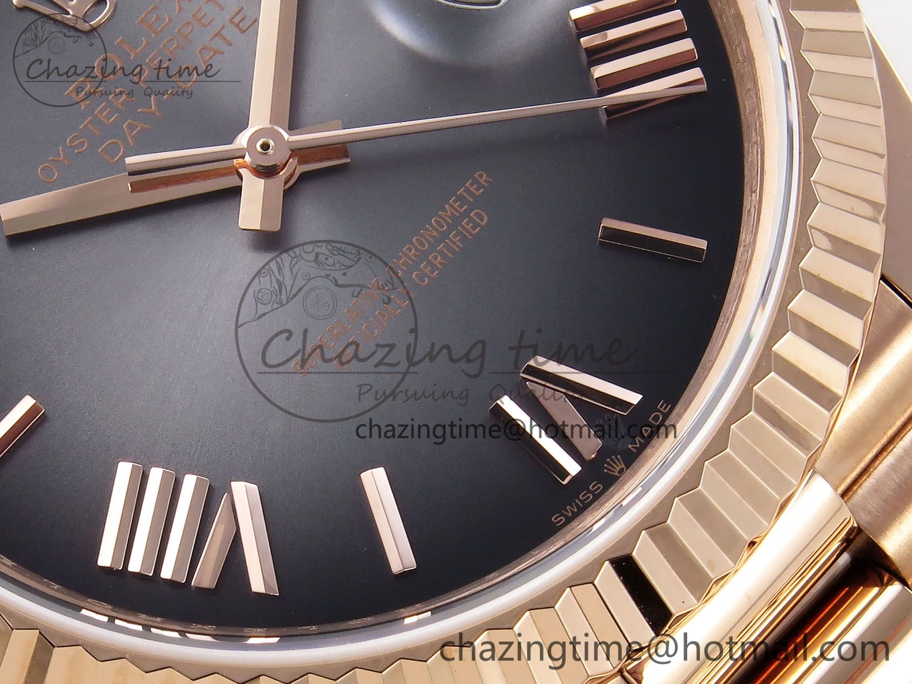 WeatherProof DayDate 40 RG QF 1:1 Best Edition Gray Dial on President Bracelet A2824 (Gain Weight) 1329