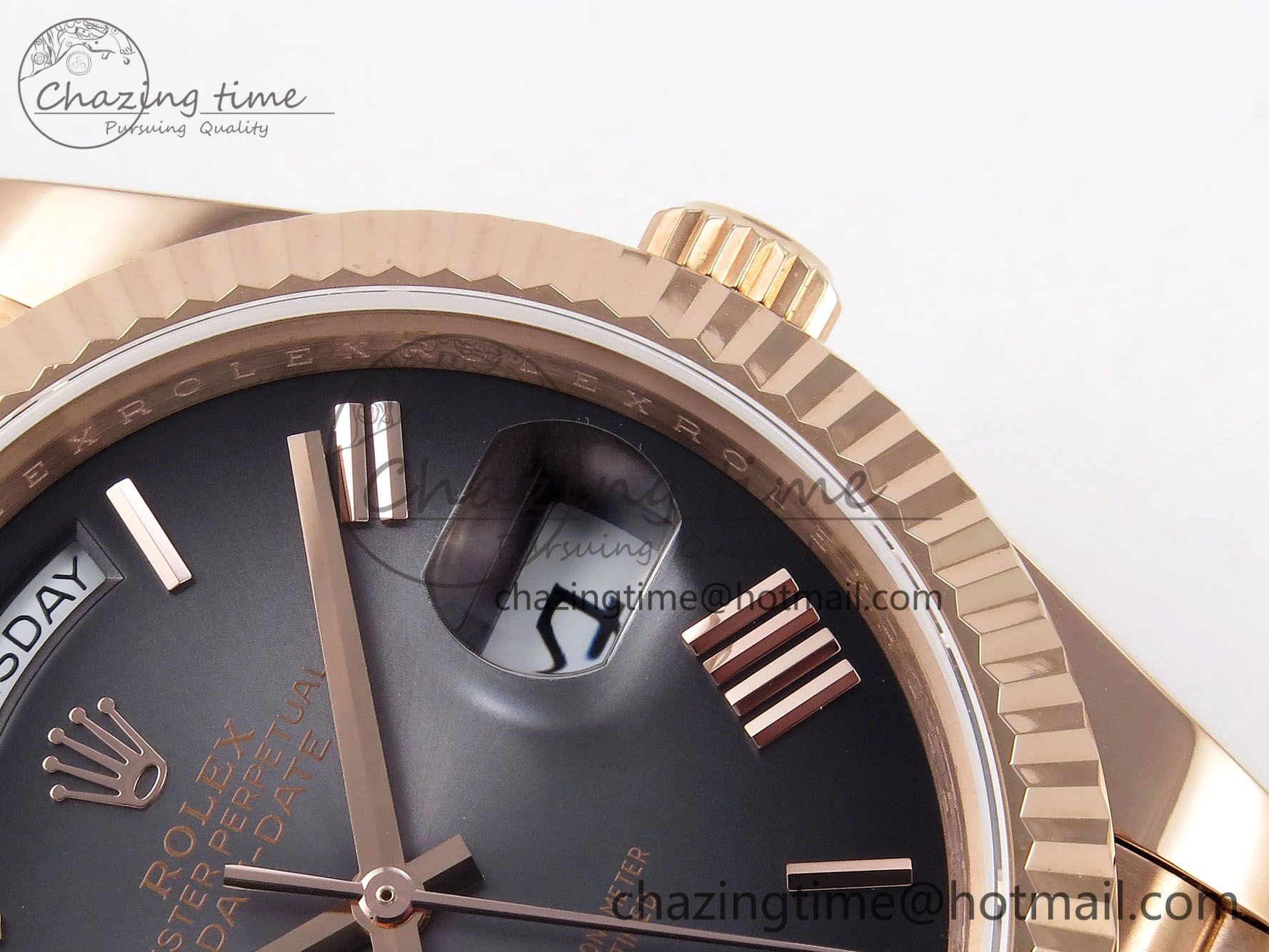 WeatherProof DayDate 40 RG QF 1:1 Best Edition Gray Dial on President Bracelet A2824 (Gain Weight) 1329