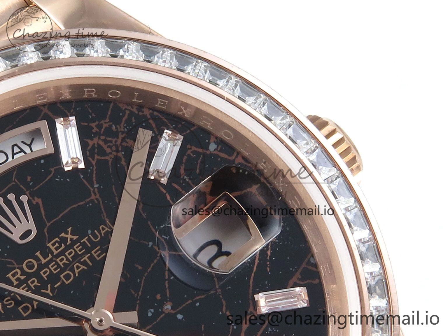 DayDate 40 RG QF 1:1 Best Edition Slate Eisenkiesel Dial Diamonds Bezel on President Bracelet A2836 V5 (Gain Weight) Modern 476