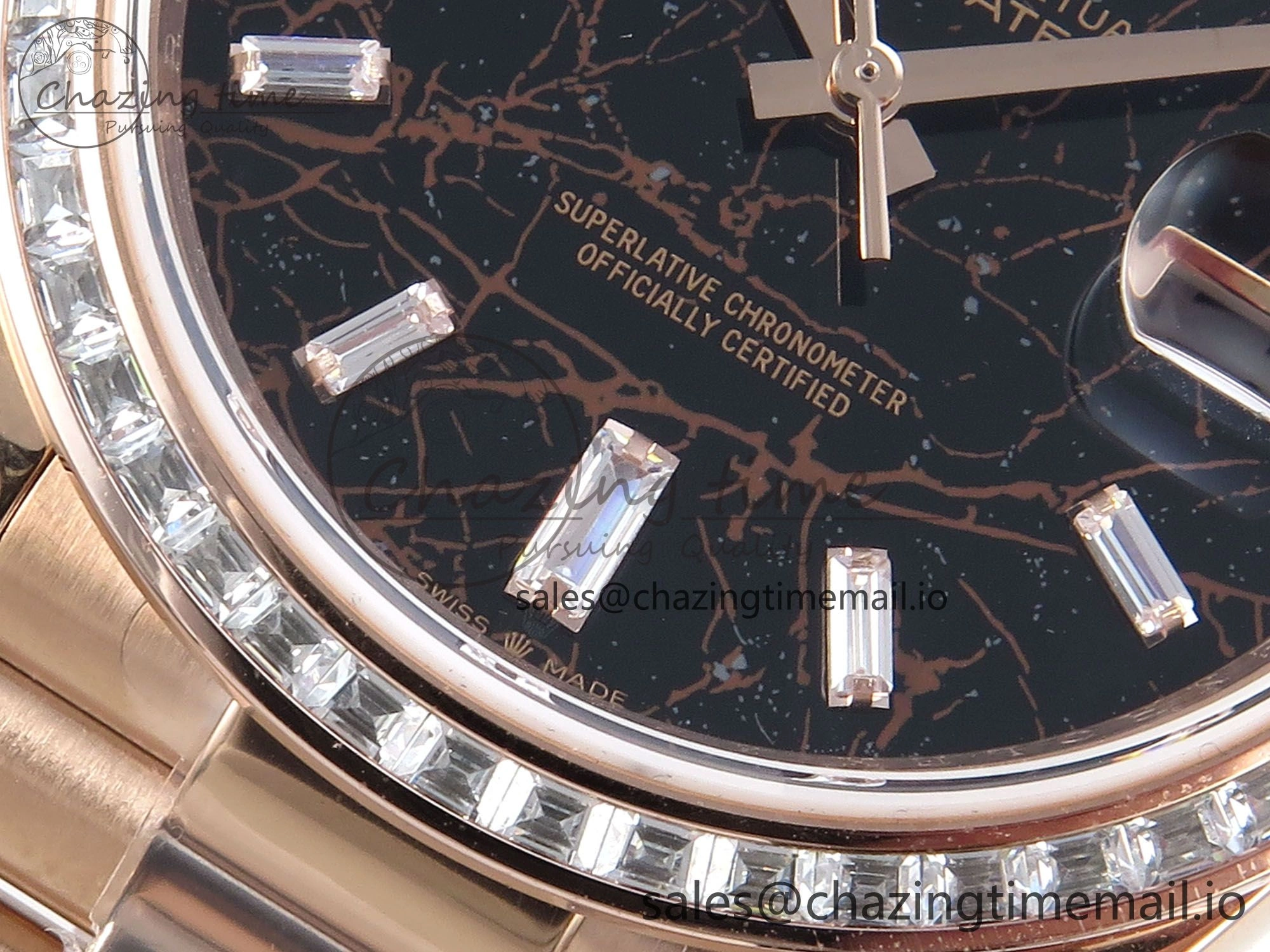 DayDate 40 RG QF 1:1 Best Edition Slate Eisenkiesel Dial Diamonds Bezel on President Bracelet A2836 V5 (Gain Weight) Modern 476