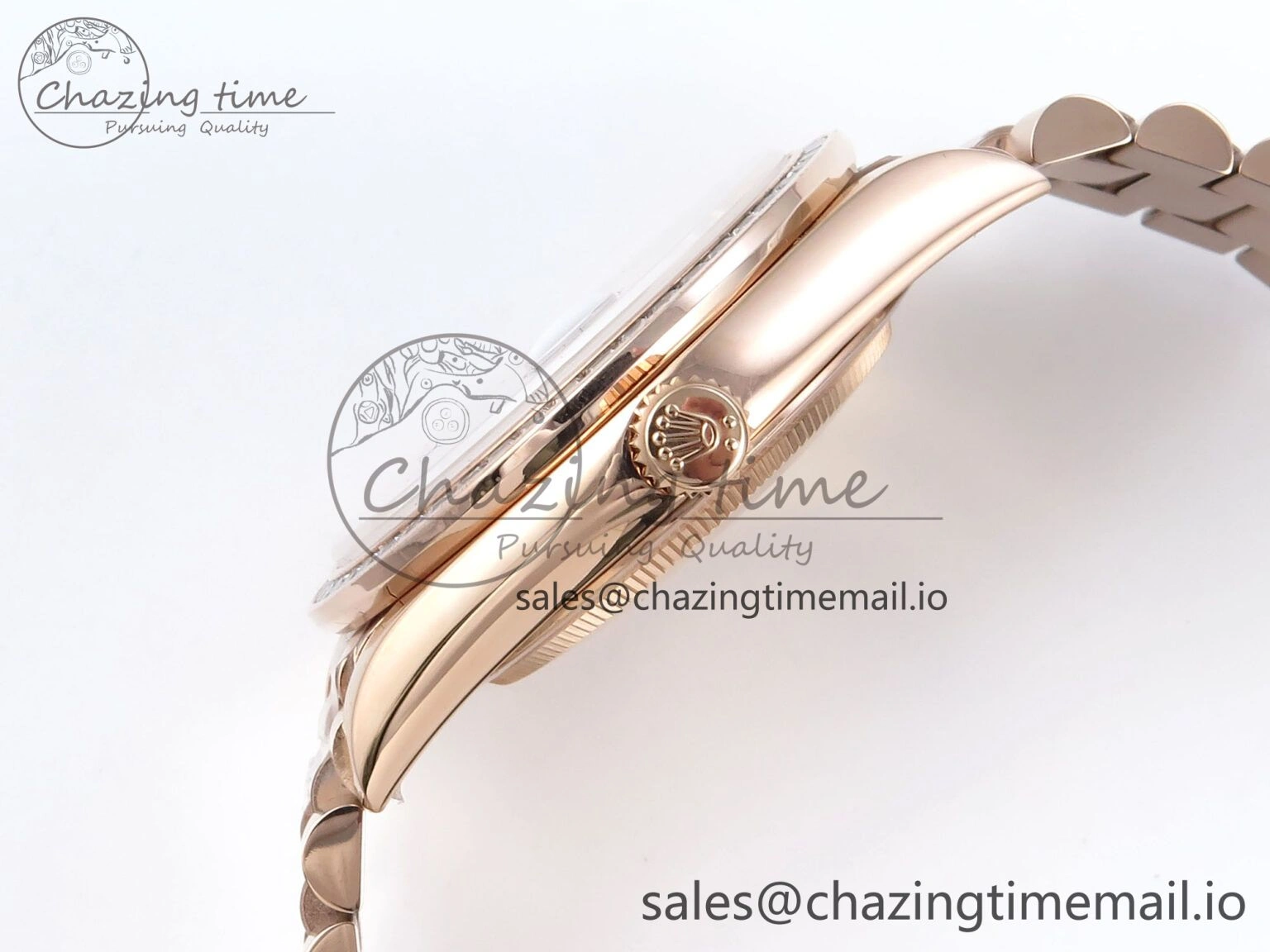 Popular DayDate 40 RG QF 1:1 Best Edition Slate Ombre Dial Diamonds Bezel on President Bracelet A2836 V5 (Gain Weight) 471