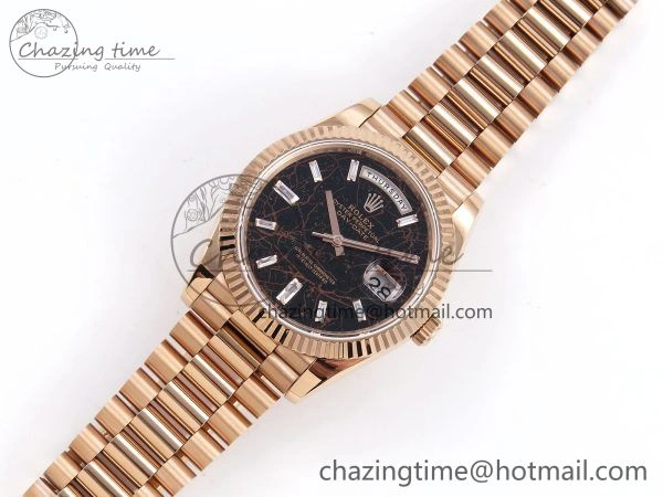 Seasonal DayDate 40 RG QF Best Edition 904L Steel Slate Eisenkiesel Dial on President Bracelet VR3255 V4 (Gain Weight) 1334