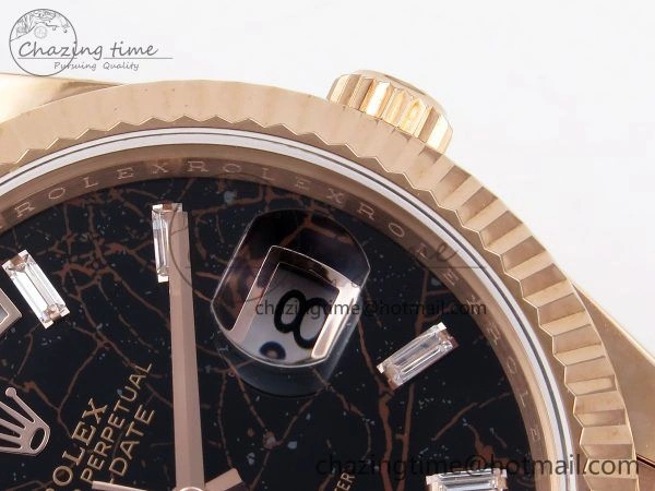 Seasonal DayDate 40 RG QF Best Edition 904L Steel Slate Eisenkiesel Dial on President Bracelet VR3255 V4 (Gain Weight) 1334