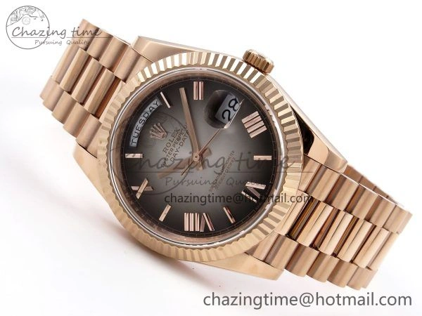 DayDate 40 RG QF Best Edition 904L Steel Slate Ombre Dial on President Bracelet VR3255 V4 (Gain Weight) Youthful 1332