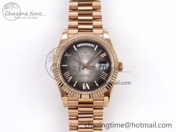 DayDate 40 RG QF Best Edition 904L Steel Slate Ombre Dial on President Bracelet VR3255 V4 (Gain Weight) Youthful 1332