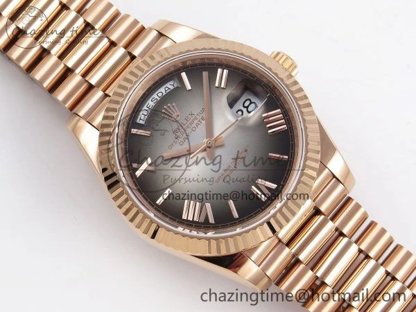 DayDate 40 RG QF Best Edition 904L Steel Slate Ombre Dial on President Bracelet VR3255 V4 (Gain Weight) Youthful 1332