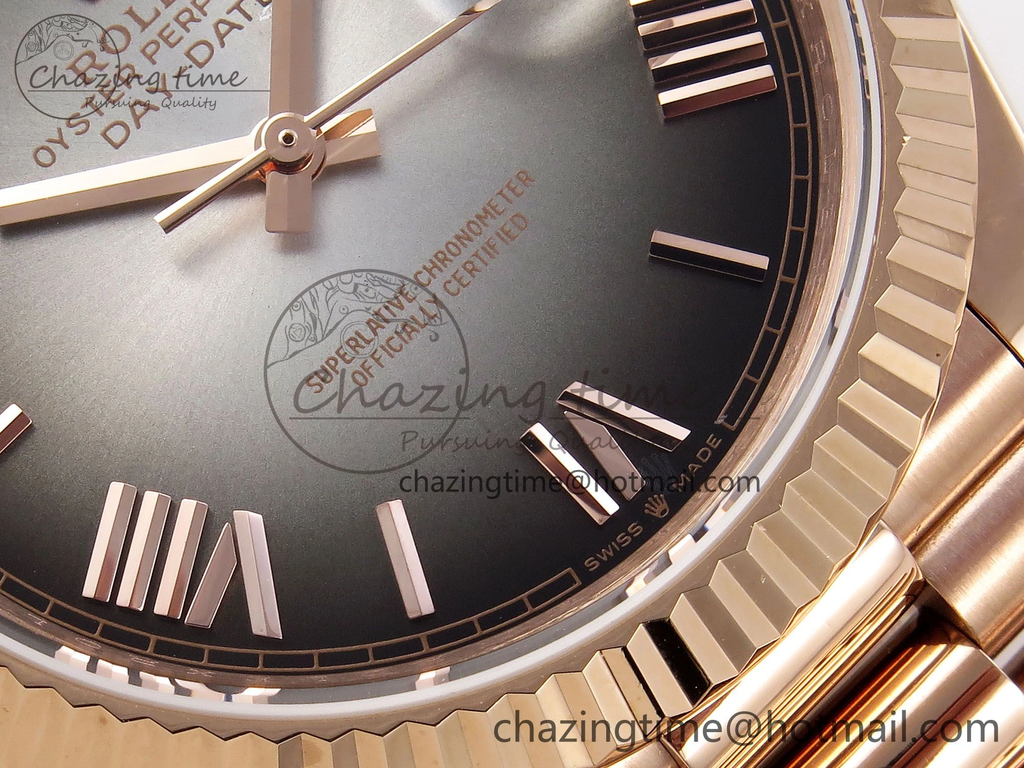 DayDate 40 RG QF Best Edition 904L Steel Slate Ombre Dial on President Bracelet VR3255 V4 (Gain Weight) Youthful 1332