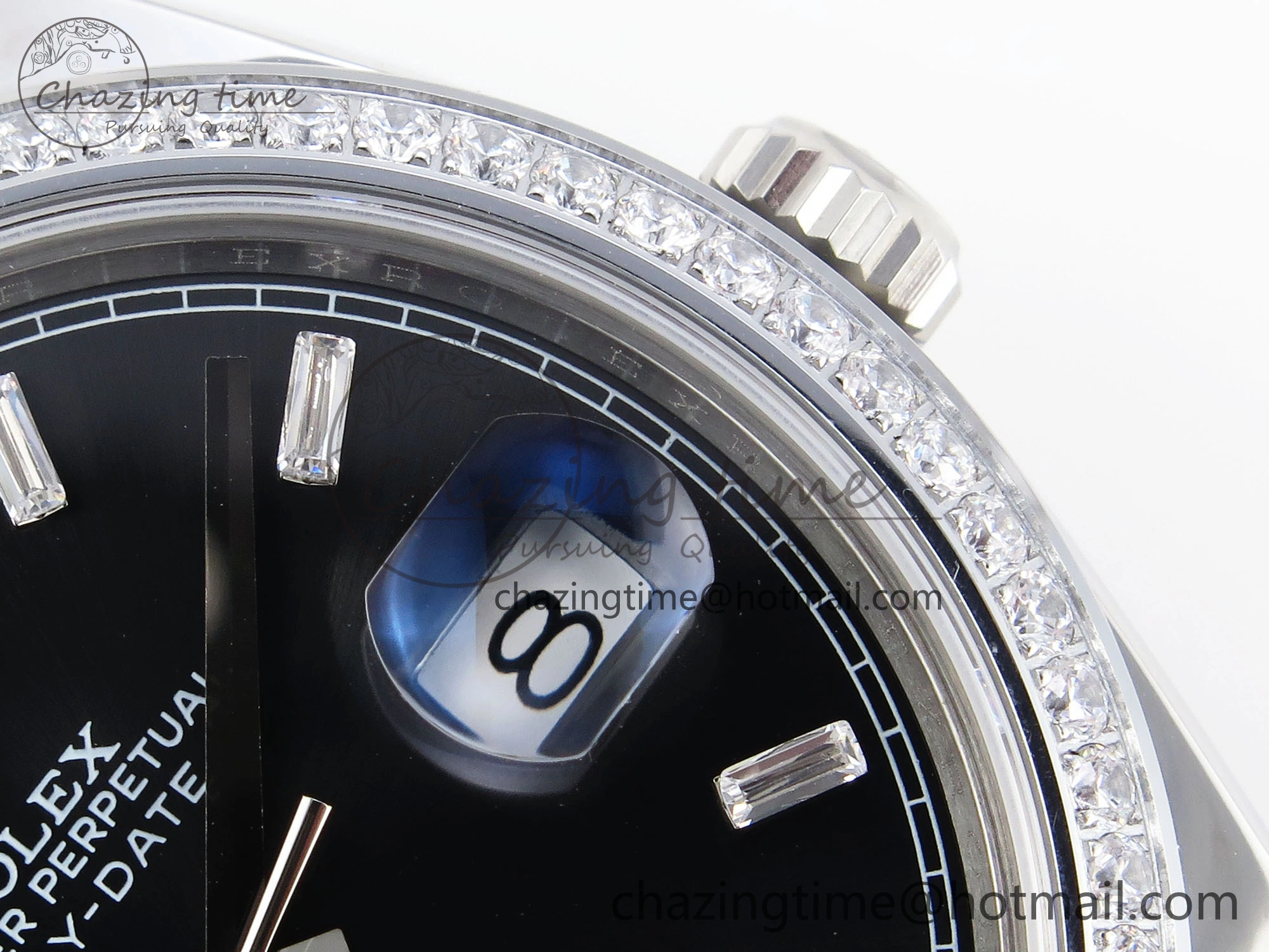 Fashionable DayDate 40 SS GSF Gain Weight Black Crystal Dial Diamonds Bezel on President Bracelet A 1929