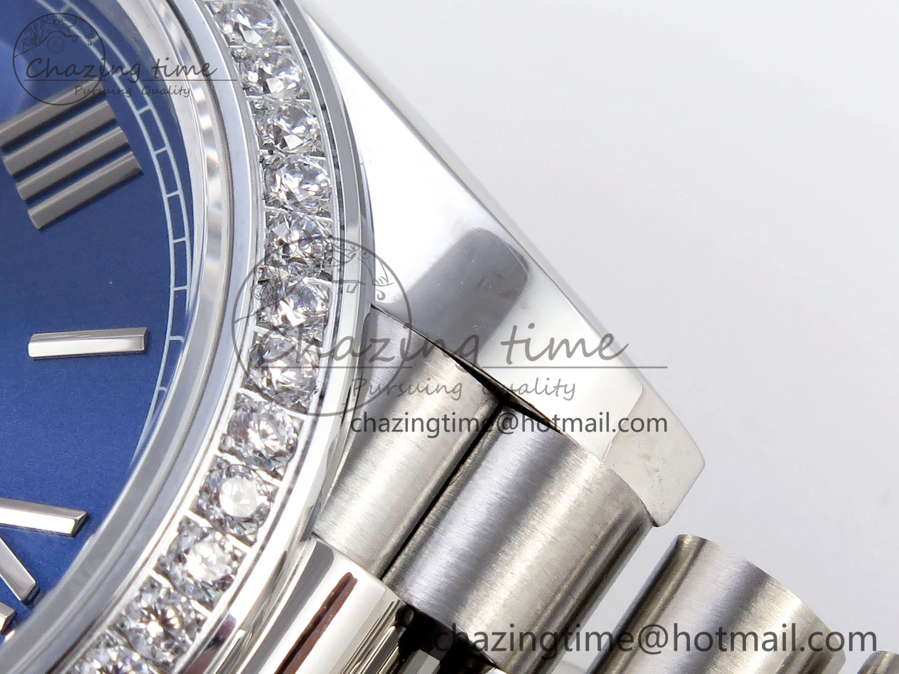 DayDate 40 SS GSF Gain Weight Blue Roman Dial Diamonds Bezel on President Bracelet A Contemporary 1917