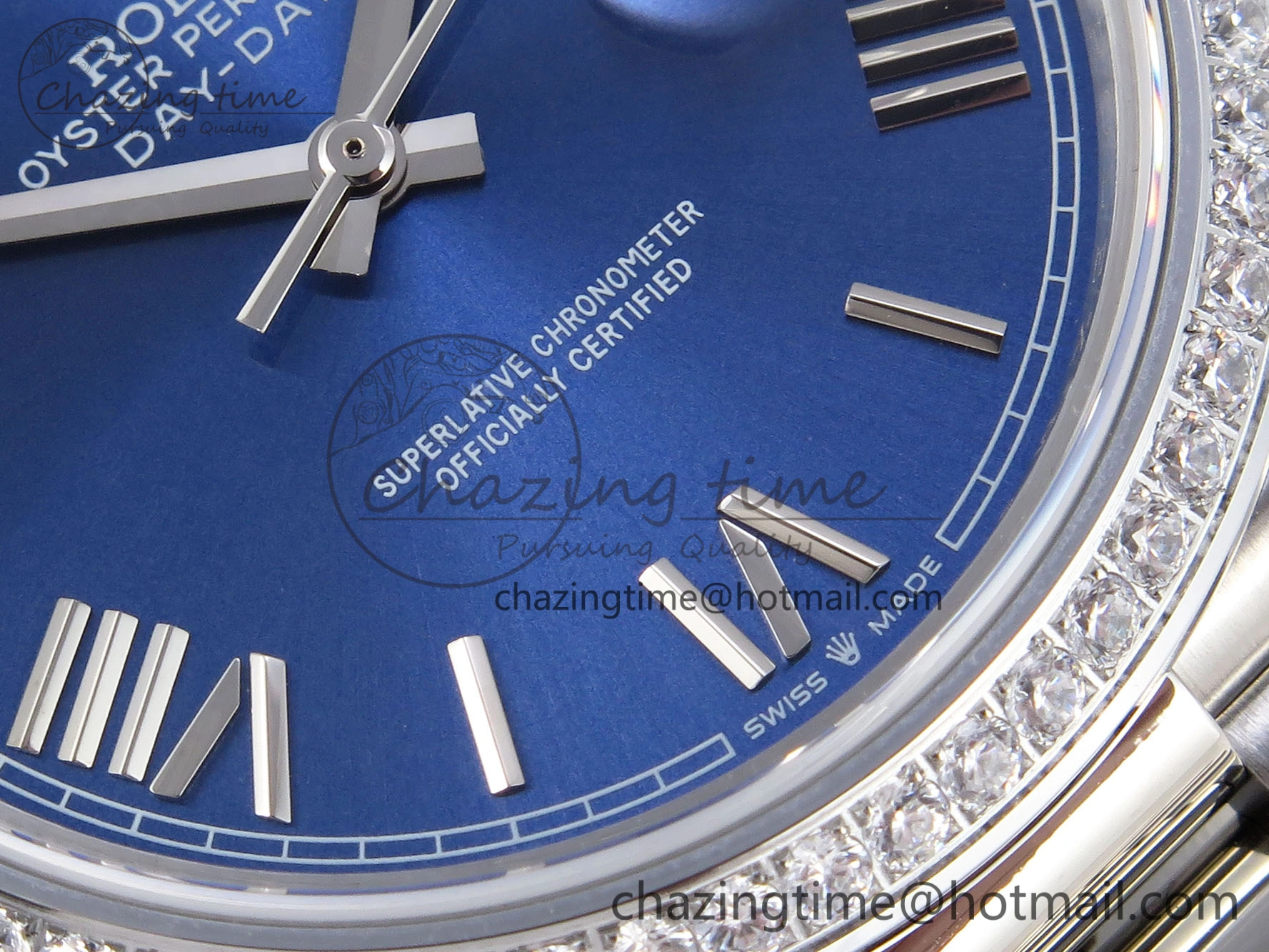 DayDate 40 SS GSF Gain Weight Blue Roman Dial Diamonds Bezel on President Bracelet A Contemporary 1917