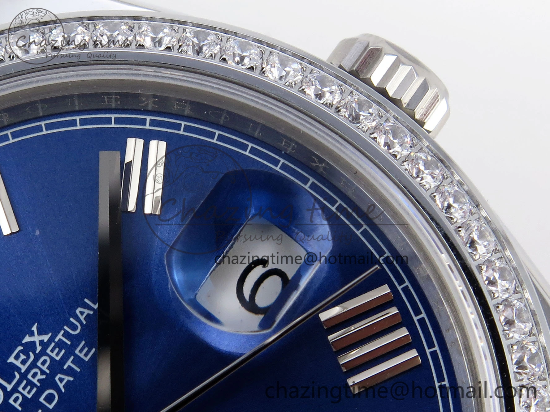 DayDate 40 SS GSF Gain Weight Blue Roman Dial Diamonds Bezel on President Bracelet A Contemporary 1917