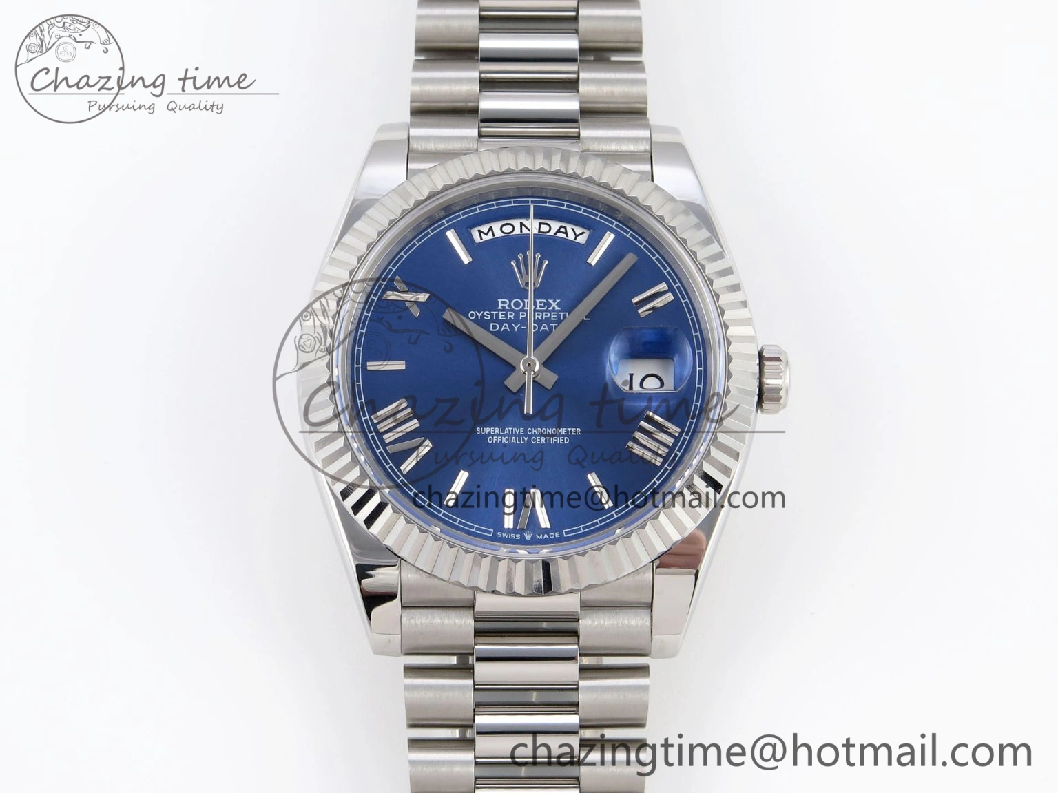 DayDate 40 SS GSF Gain Weight Blue Roman Dial on President Bracelet A Breathable 1930
