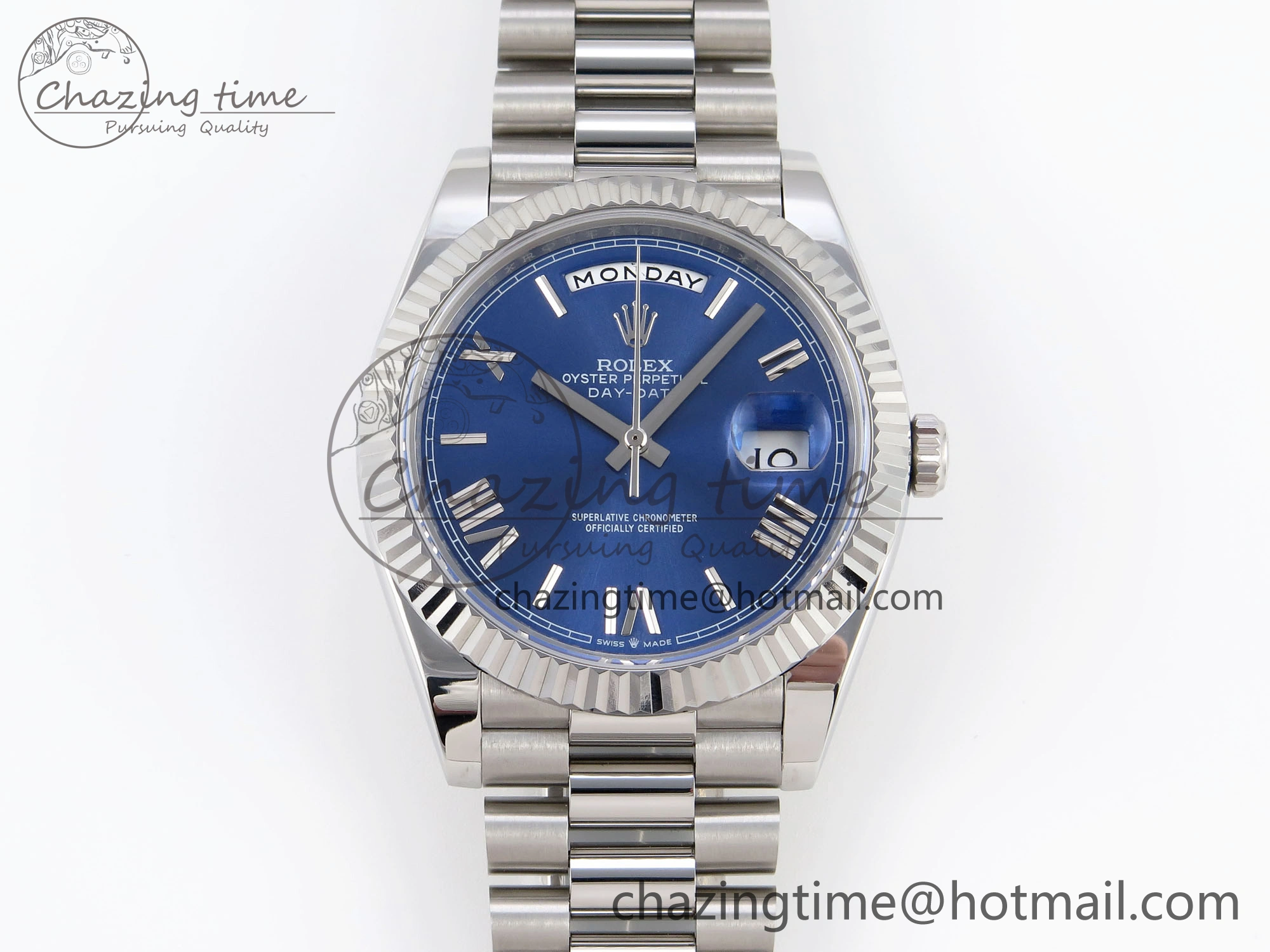 DayDate 40 SS GSF Gain Weight Blue Roman Dial on President Bracelet A Breathable 1930