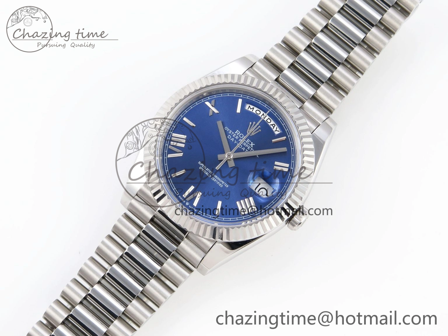 DayDate 40 SS GSF Gain Weight Blue Roman Dial on President Bracelet A Breathable 1930