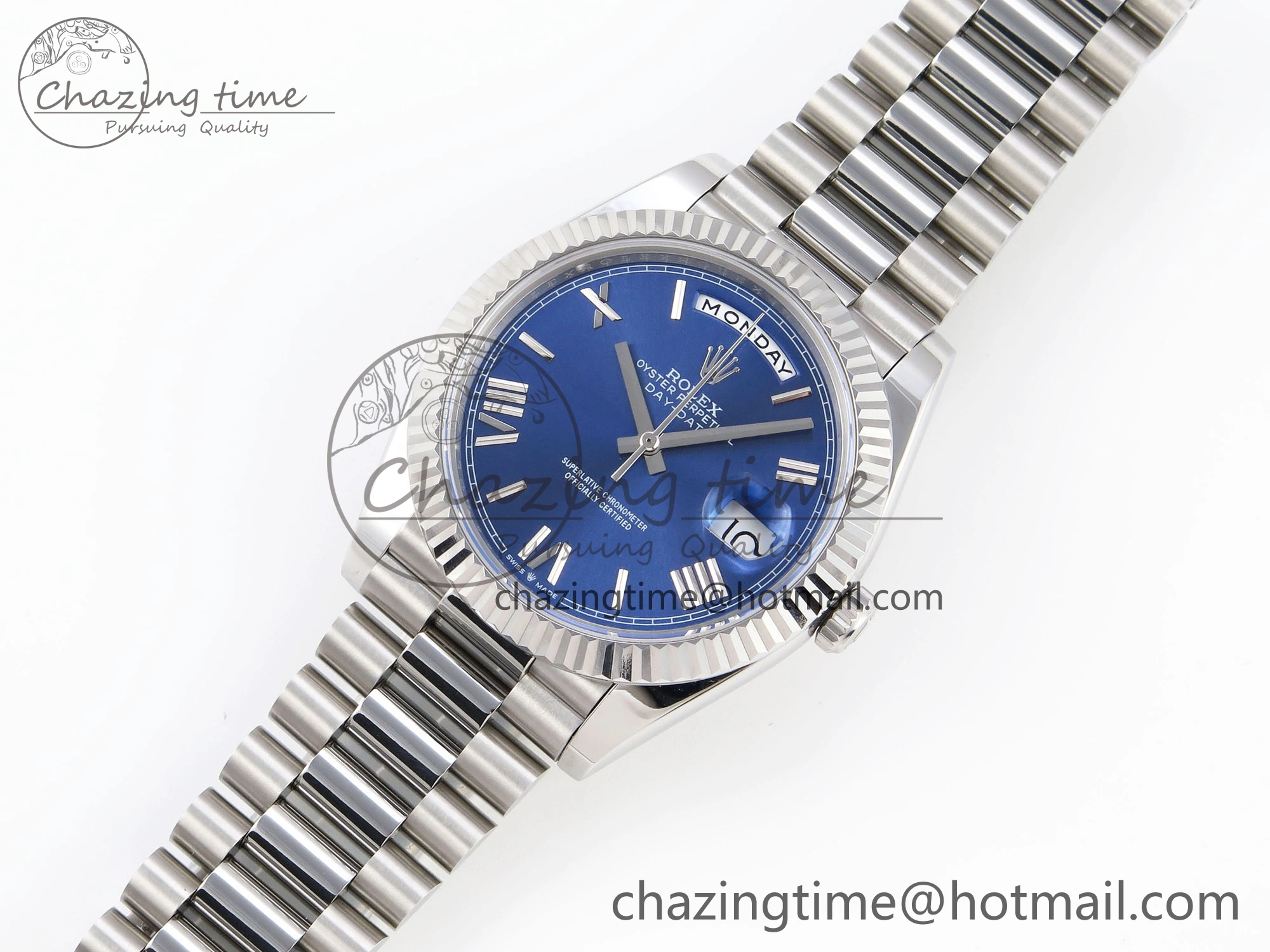 DayDate 40 SS GSF Gain Weight Blue Roman Dial on President Bracelet A Breathable 1930