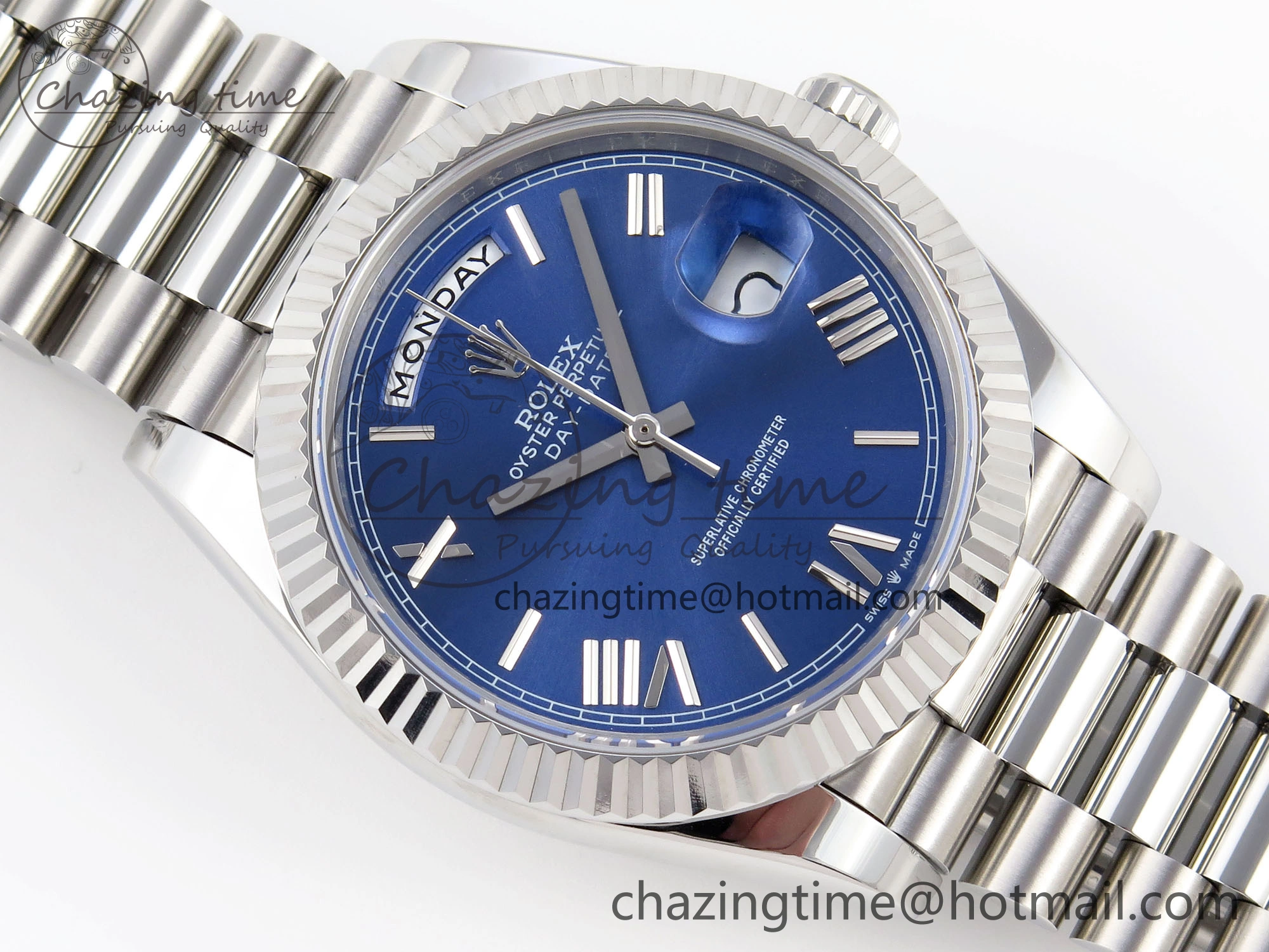 DayDate 40 SS GSF Gain Weight Blue Roman Dial on President Bracelet A Breathable 1930