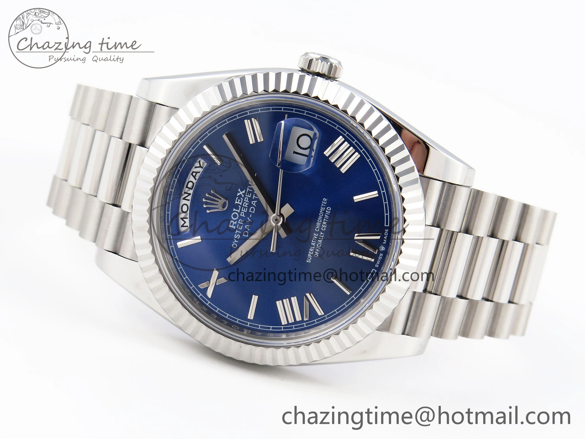DayDate 40 SS GSF Gain Weight Blue Roman Dial on President Bracelet A Breathable 1930