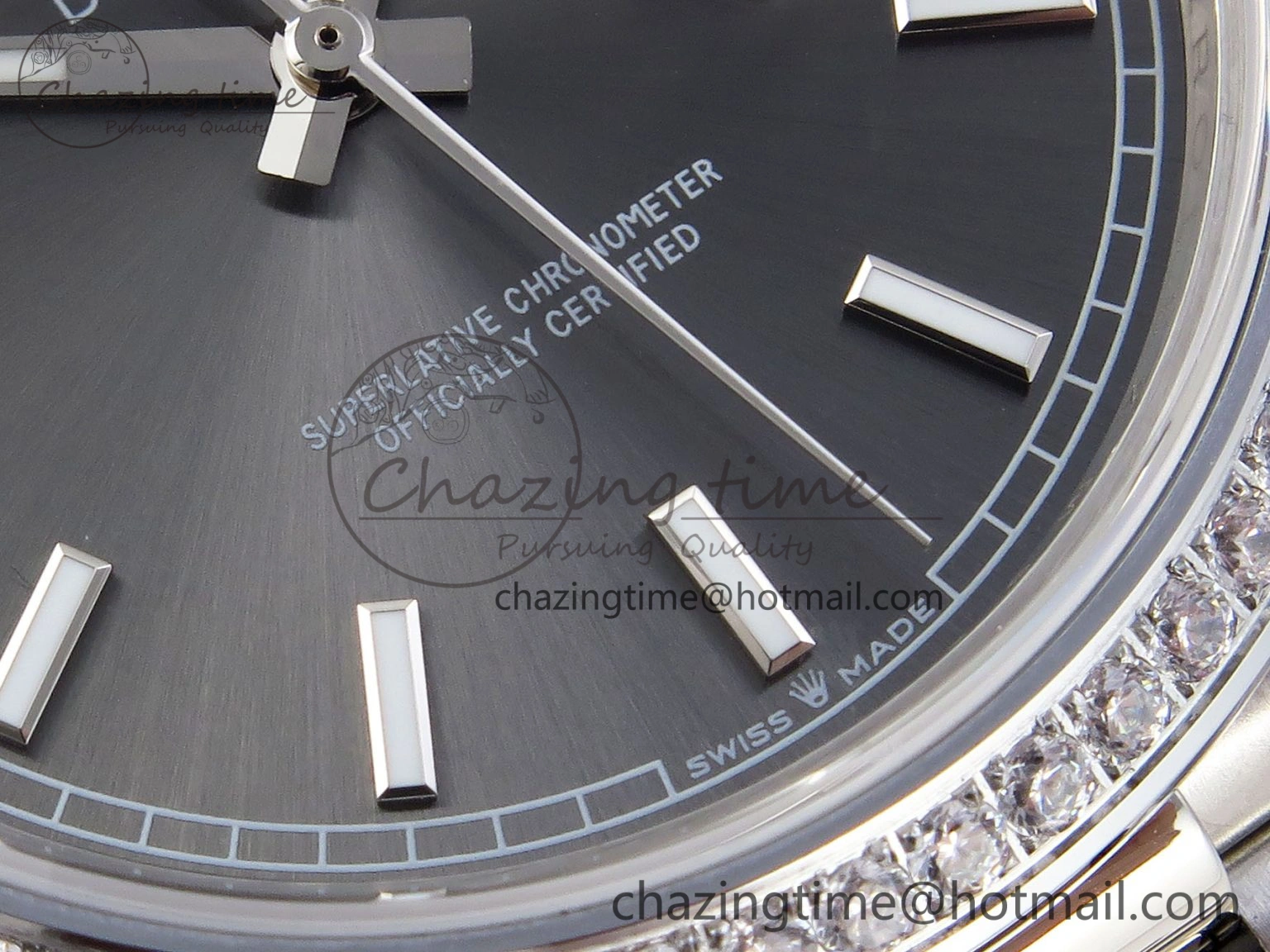 DayDate 40 SS GSF Gain Weight Gray Roman Dial Diamonds Bezel on President Bracelet A MultiPurpose 1926
