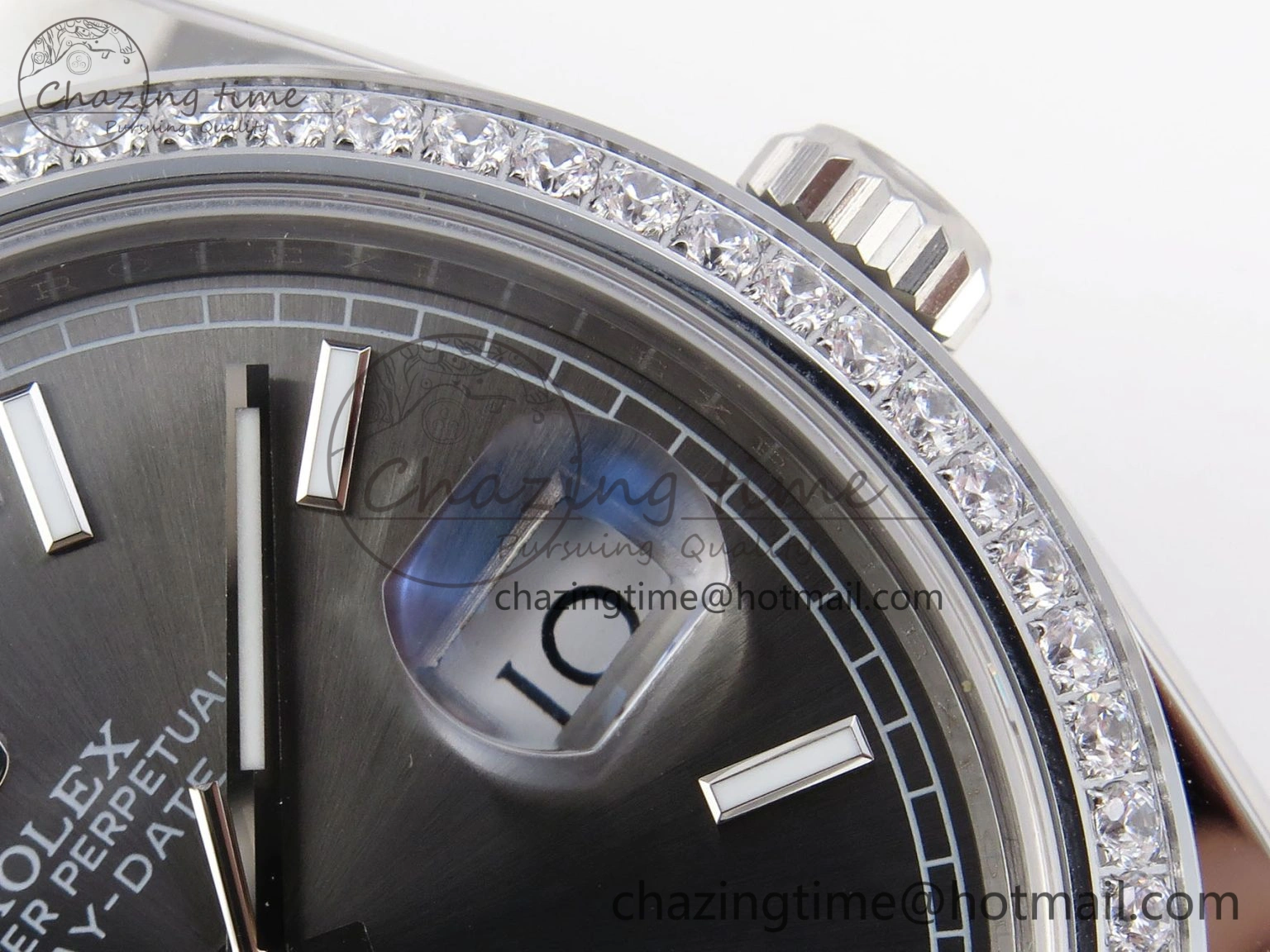 DayDate 40 SS GSF Gain Weight Gray Roman Dial Diamonds Bezel on President Bracelet A MultiPurpose 1926