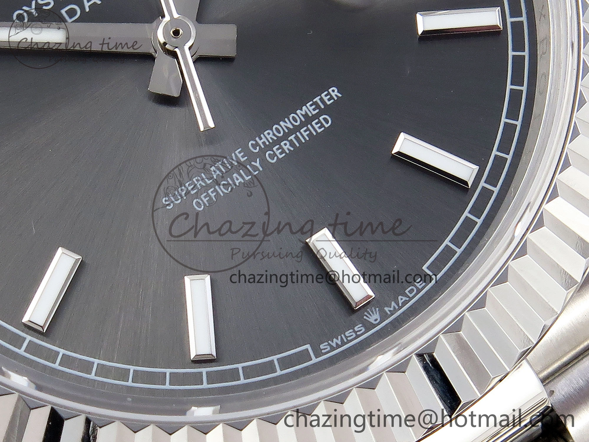 HighQuality DayDate 40 SS GSF Gain Weight Gray Stick Dial on President Bracelet A 1927