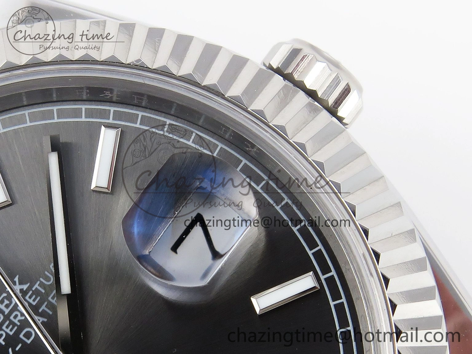 HighQuality DayDate 40 SS GSF Gain Weight Gray Stick Dial on President Bracelet A 1927