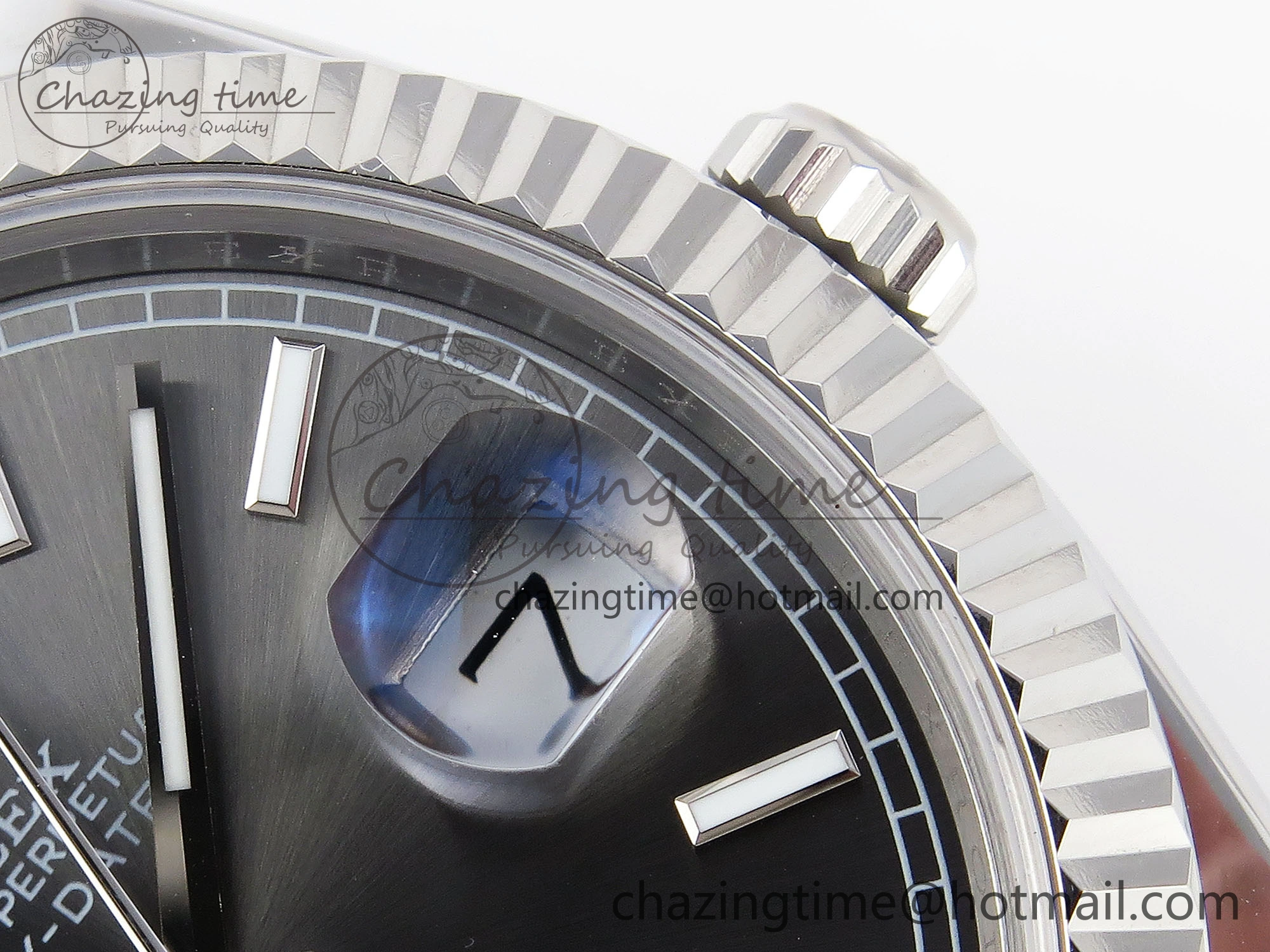 HighQuality DayDate 40 SS GSF Gain Weight Gray Stick Dial on President Bracelet A 1927