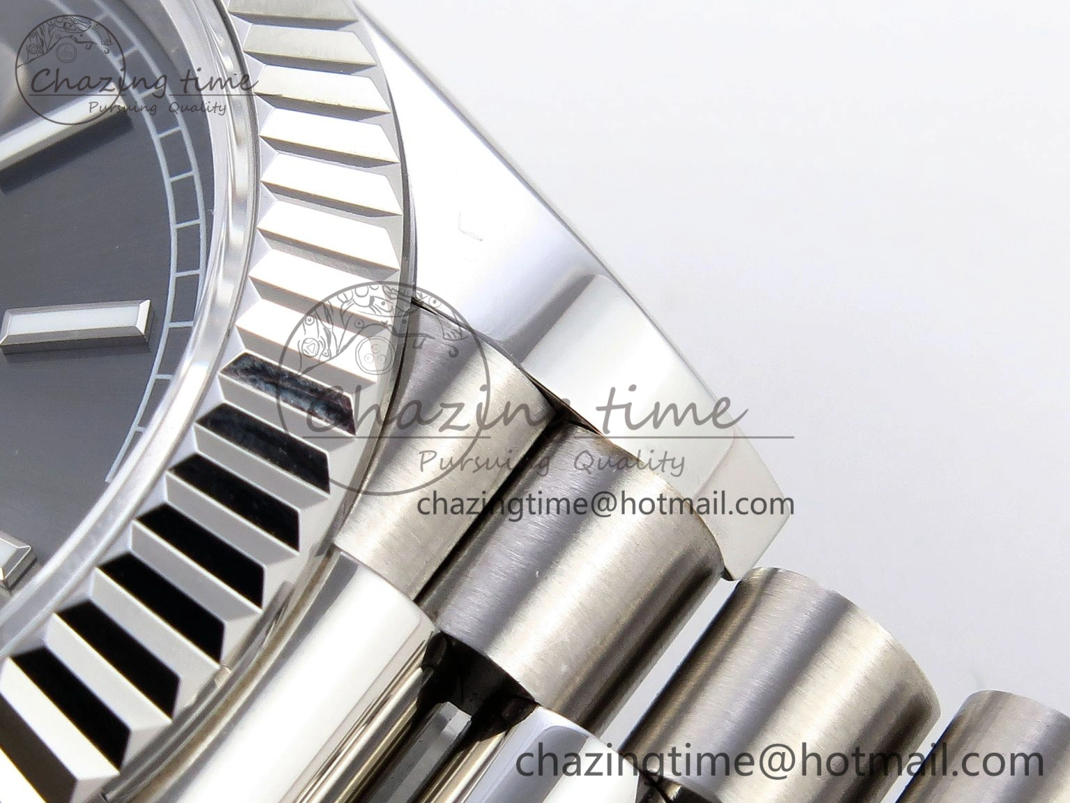 HighQuality DayDate 40 SS GSF Gain Weight Gray Stick Dial on President Bracelet A 1927