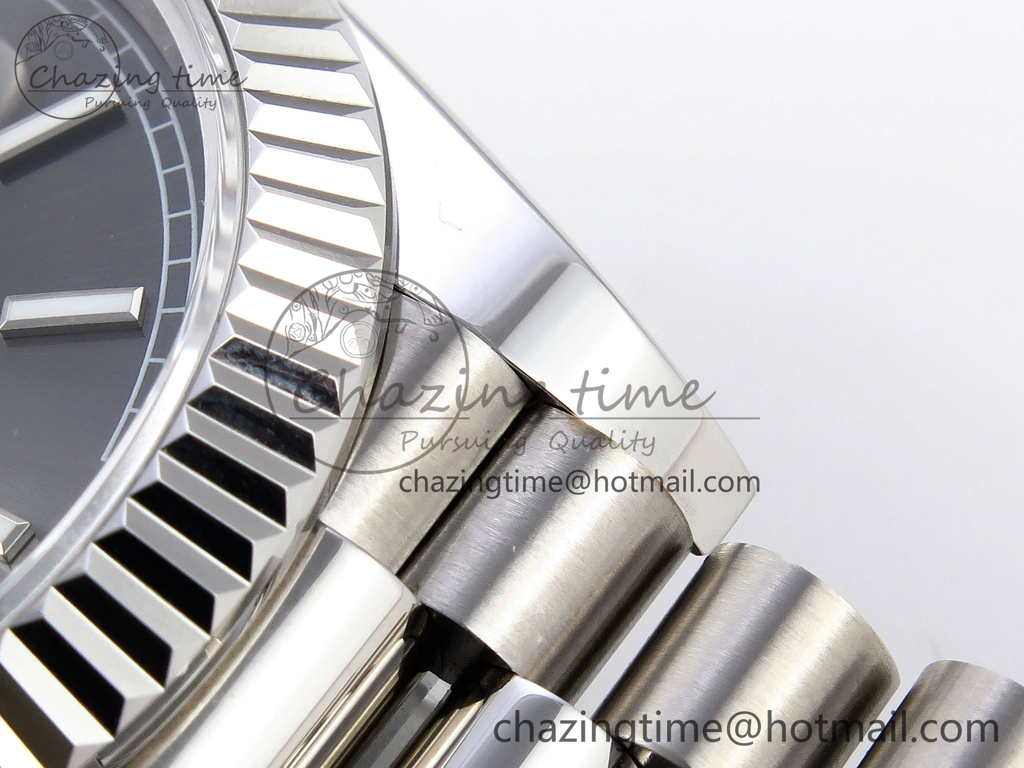 HighQuality DayDate 40 SS GSF Gain Weight Gray Stick Dial on President Bracelet A 1927