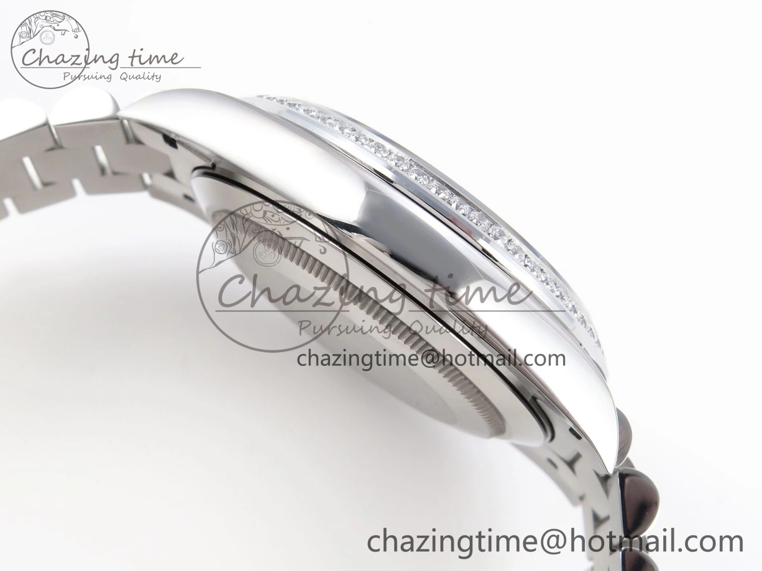 DayDate 40 SS GSF Gain Weight Ice Blue Roman Dial Diamonds Bezel on President Bracelet A EyeCatching 1923