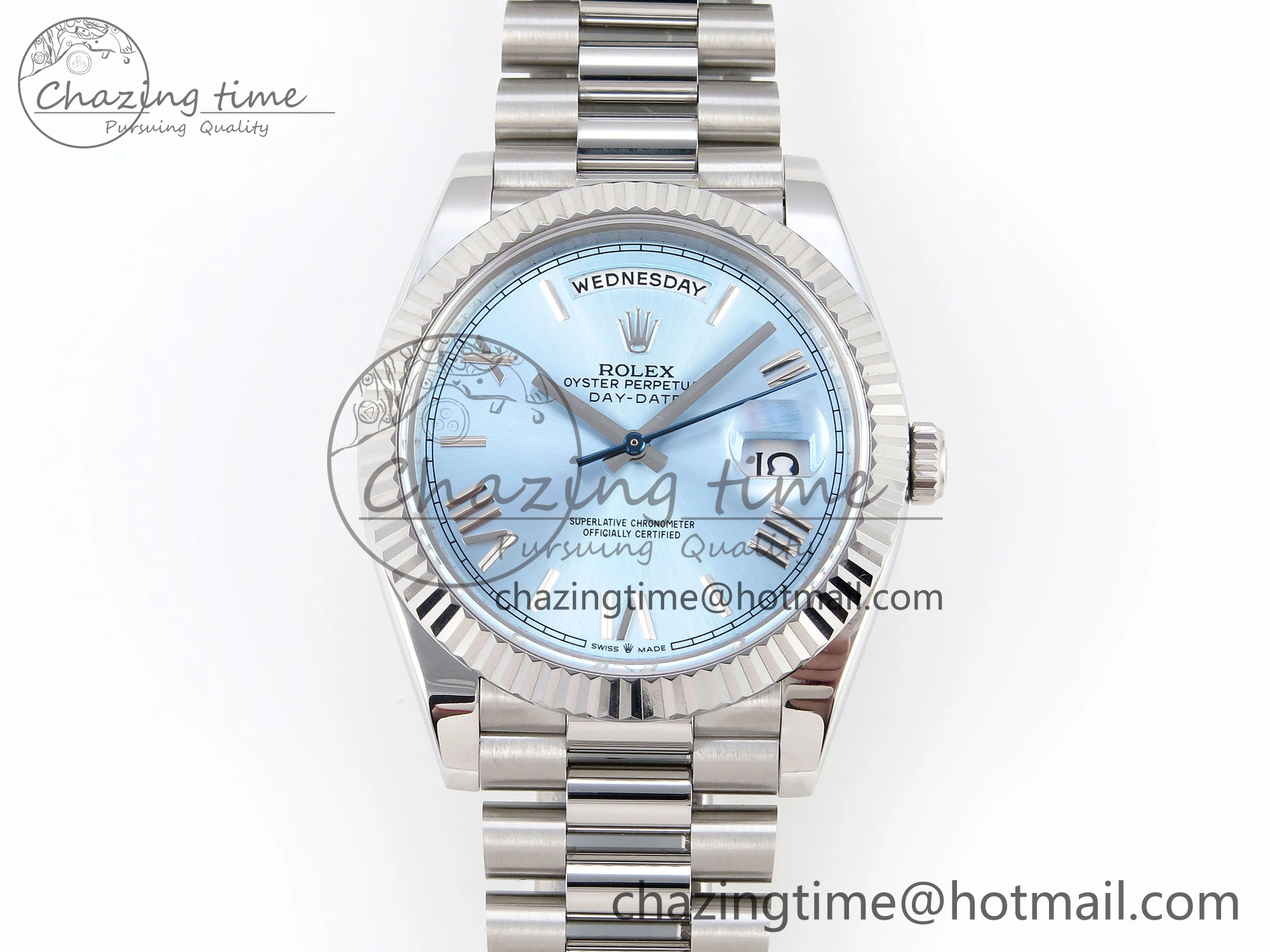 DayDate 40 SS GSF Gain Weight Ice Blue Roman Dial on President Bracelet A UrbanStyle 1931