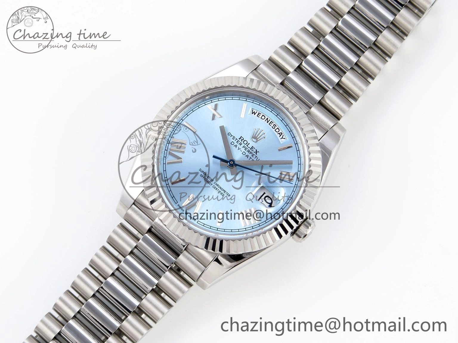 DayDate 40 SS GSF Gain Weight Ice Blue Roman Dial on President Bracelet A UrbanStyle 1931