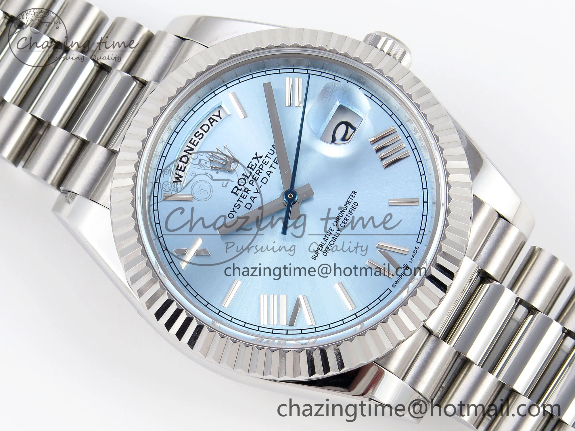 DayDate 40 SS GSF Gain Weight Ice Blue Roman Dial on President Bracelet A UrbanStyle 1931