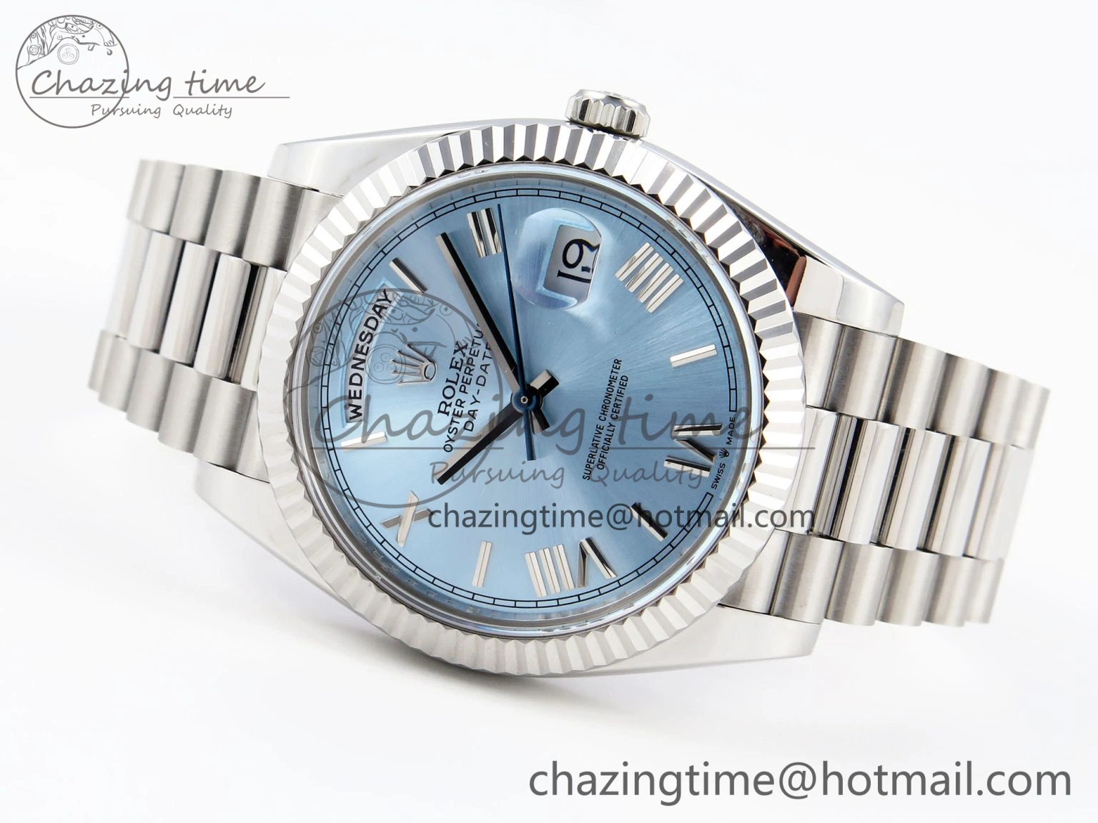 DayDate 40 SS GSF Gain Weight Ice Blue Roman Dial on President Bracelet A UrbanStyle 1931